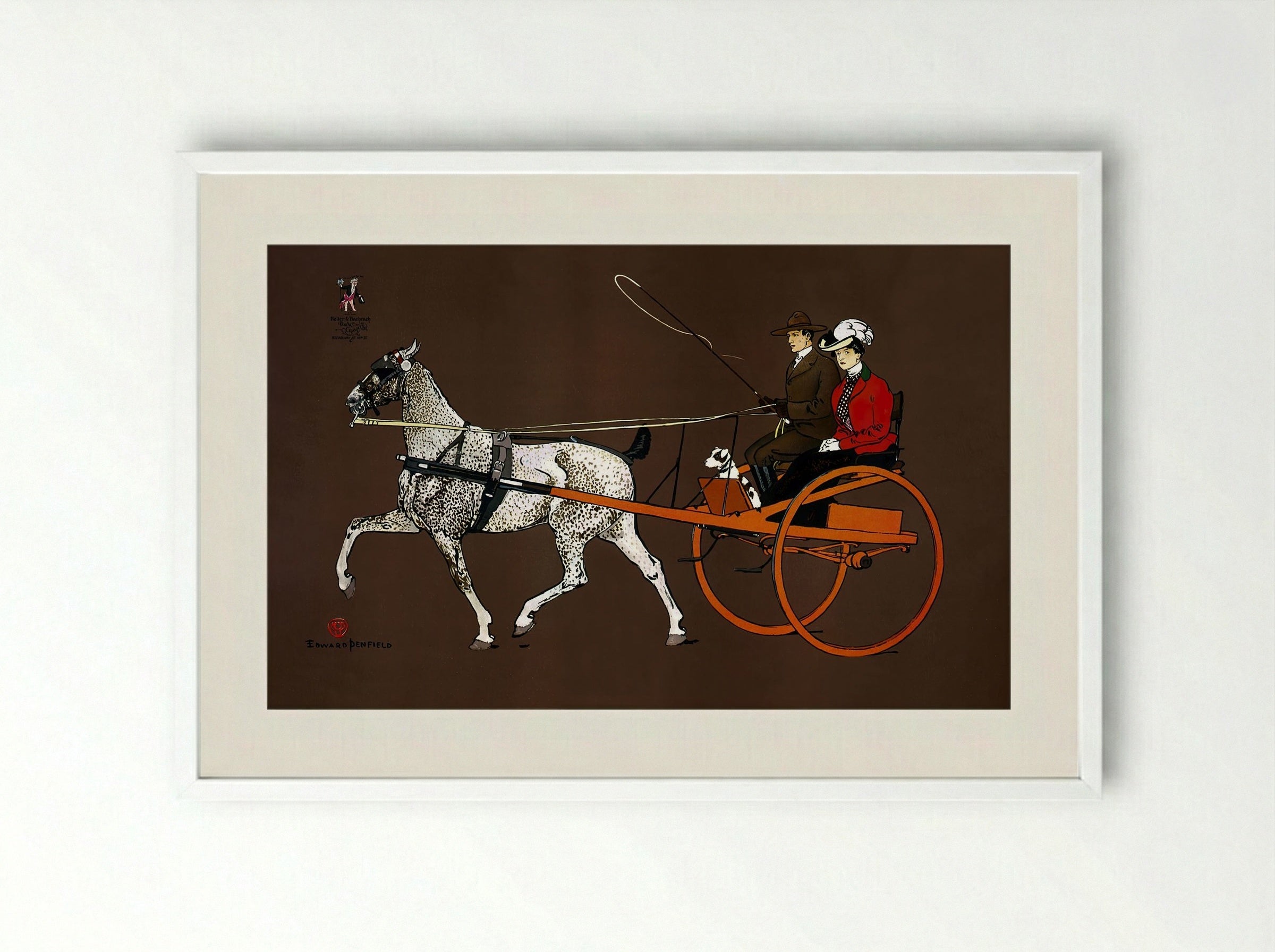 Couple in a Carriage - Edward Penfield - Framed Print White