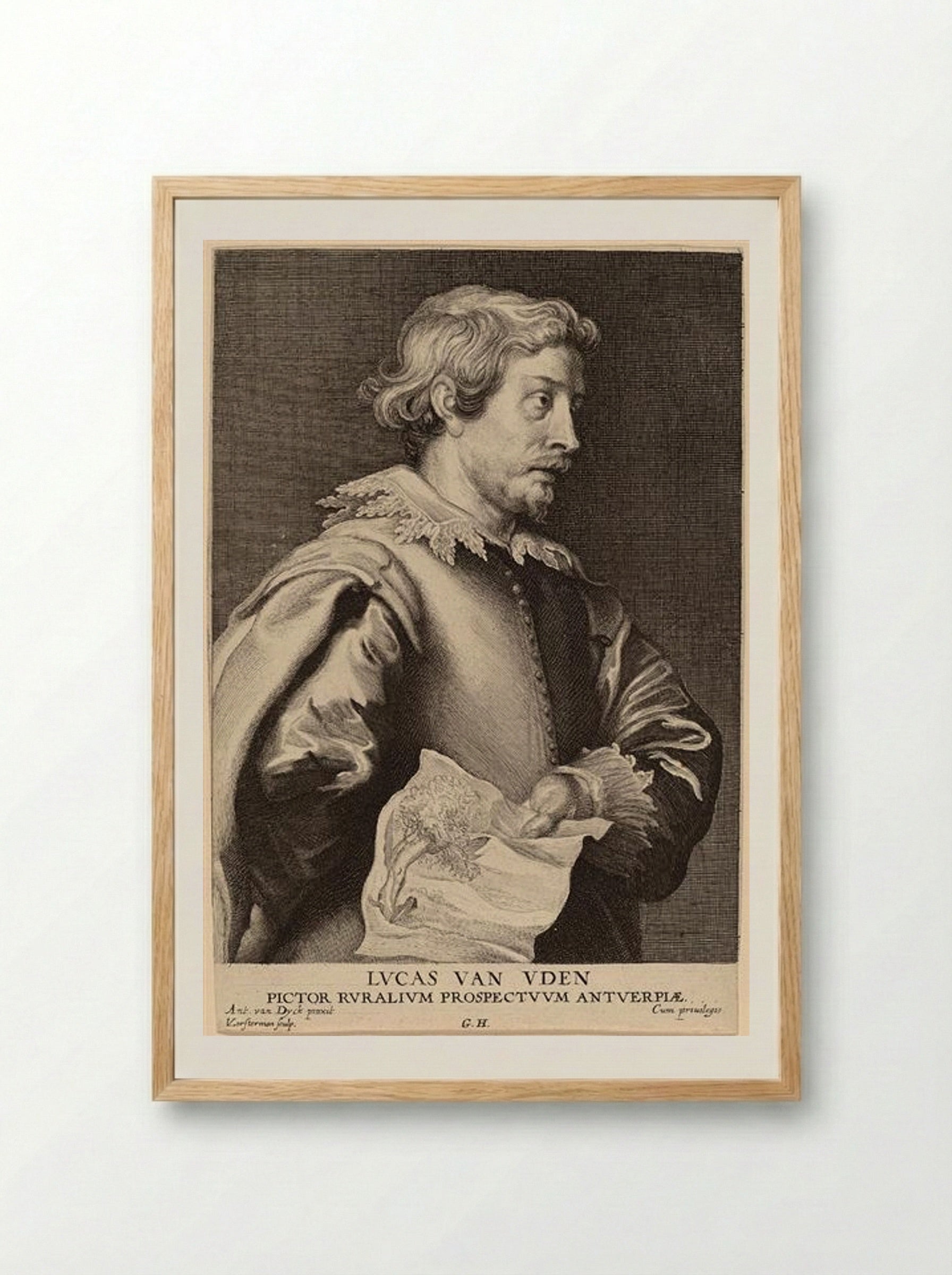 Portret van Lucas van Uden - Anthony van Dyck - Framed Print Wood