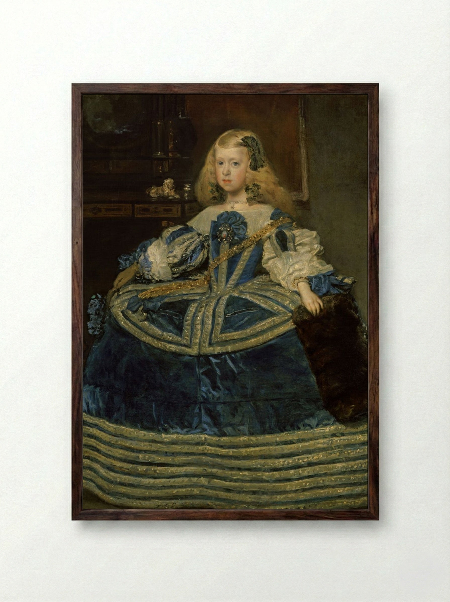 Infanta Margarita Teresa in a Blue Dress - Diego Velázquez - Framed Print Dark Wood