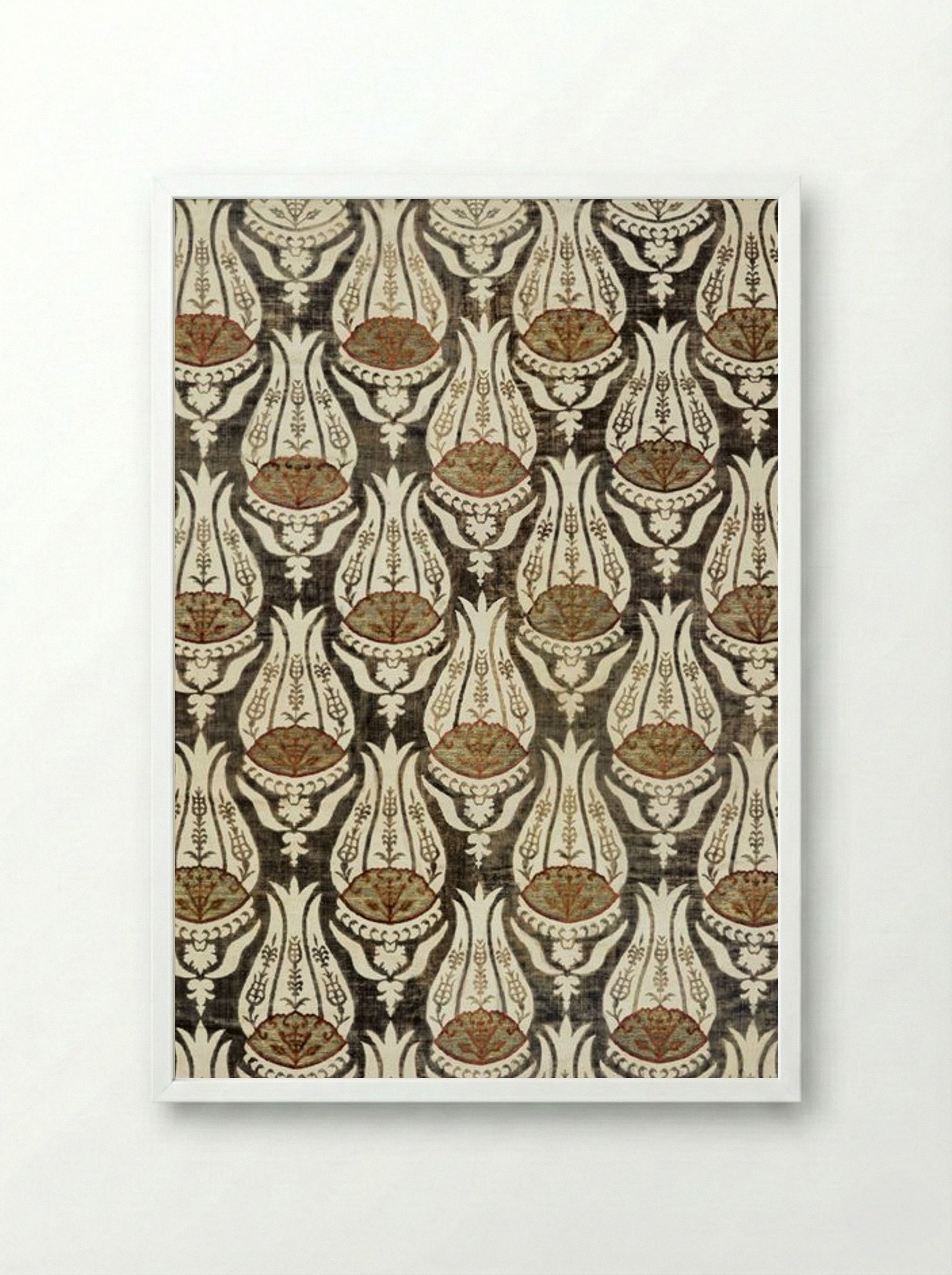 Furnishing Fabric with Tulip and Foliage Design - William Morris - Framed Print White