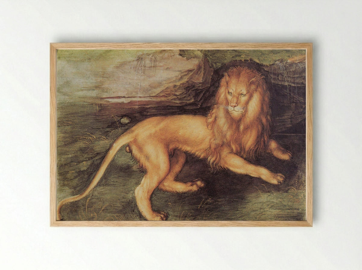 Study of a Lion - Leonardo da Vinci - Framed Print Wood