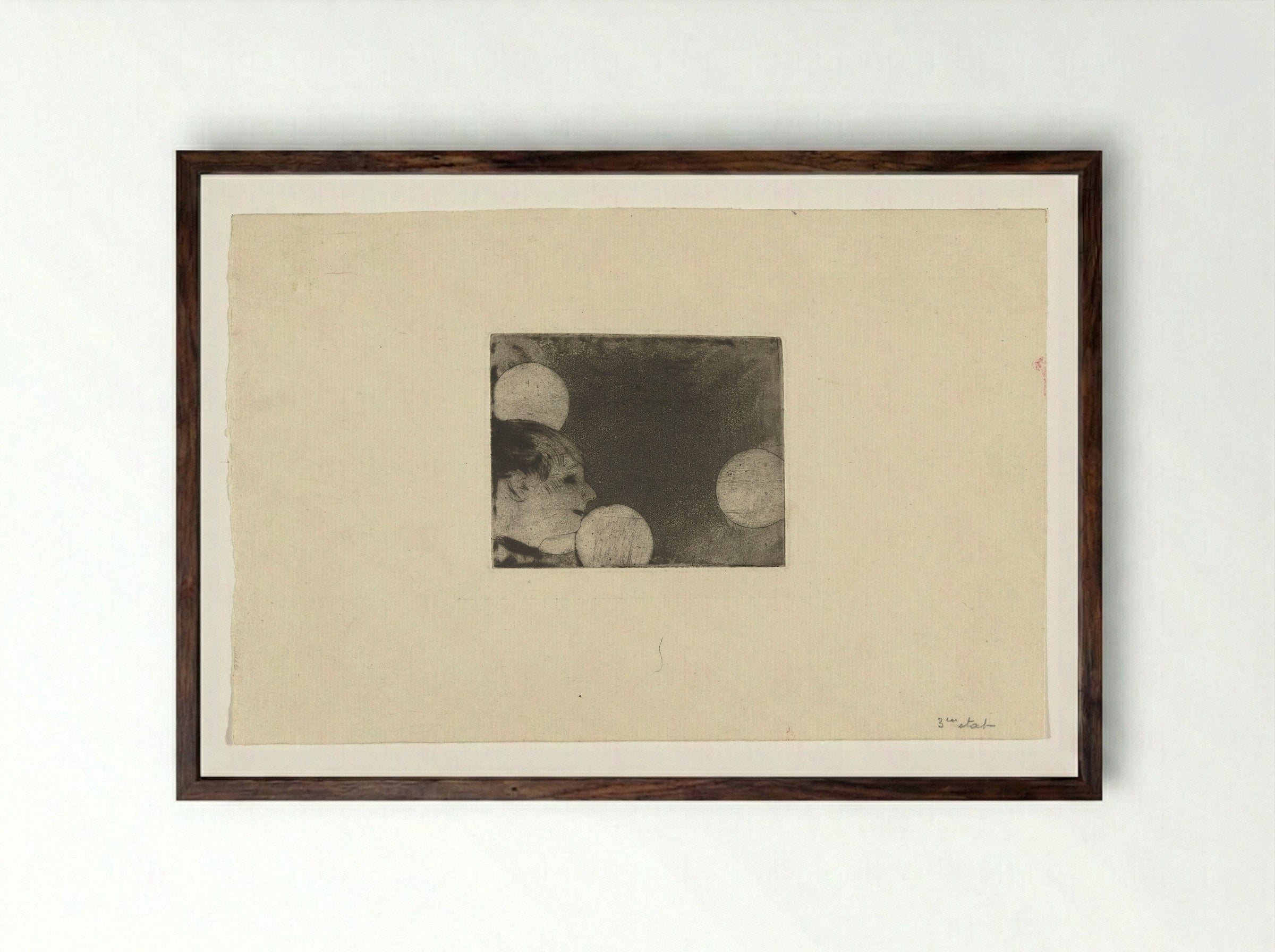 Singer in Profile with Four Gas Lamps - Edgar Degas - Framed Print Dark Wood