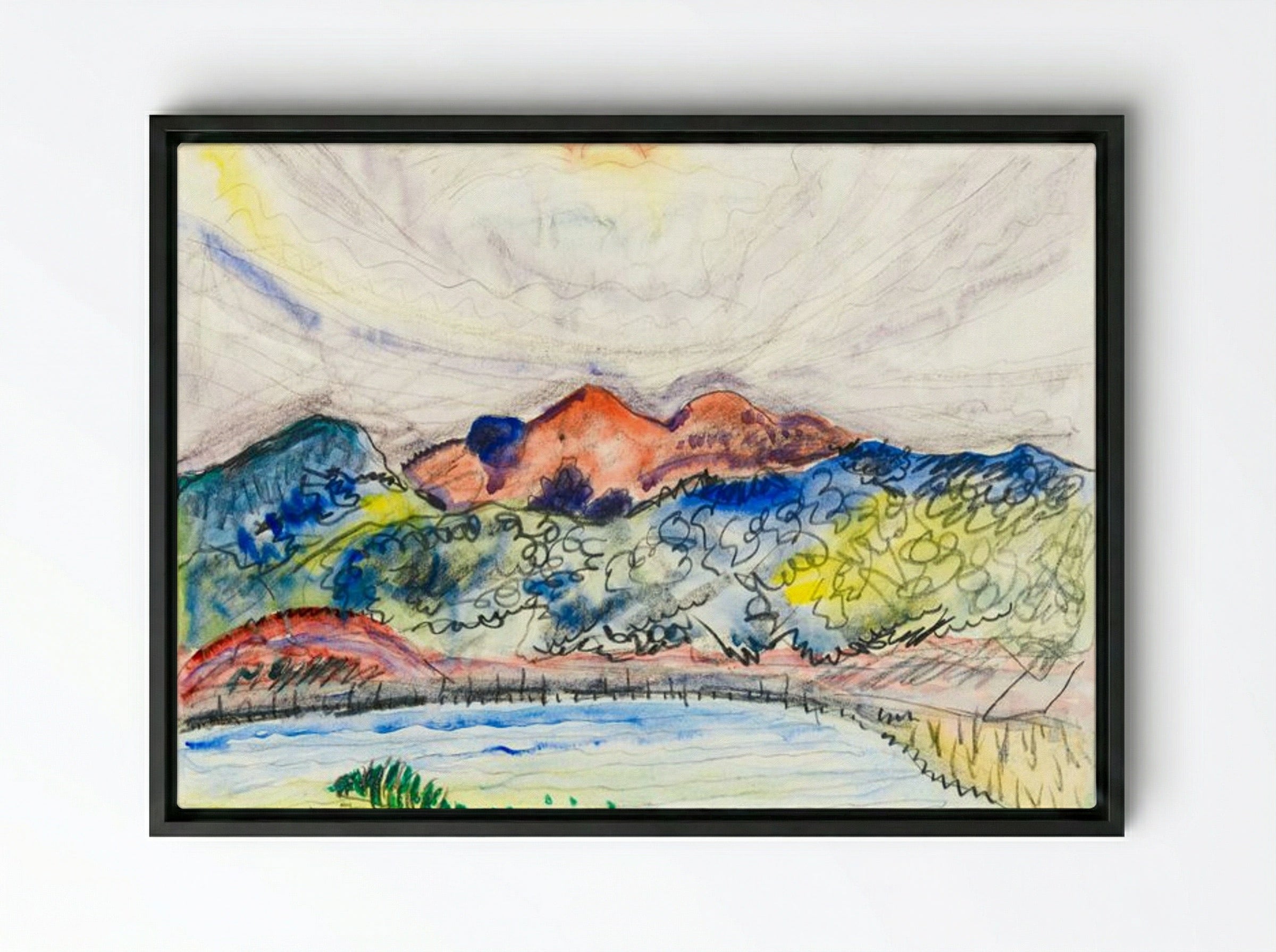 Early Landscape - Charles Demuth - Framed Canvas Black