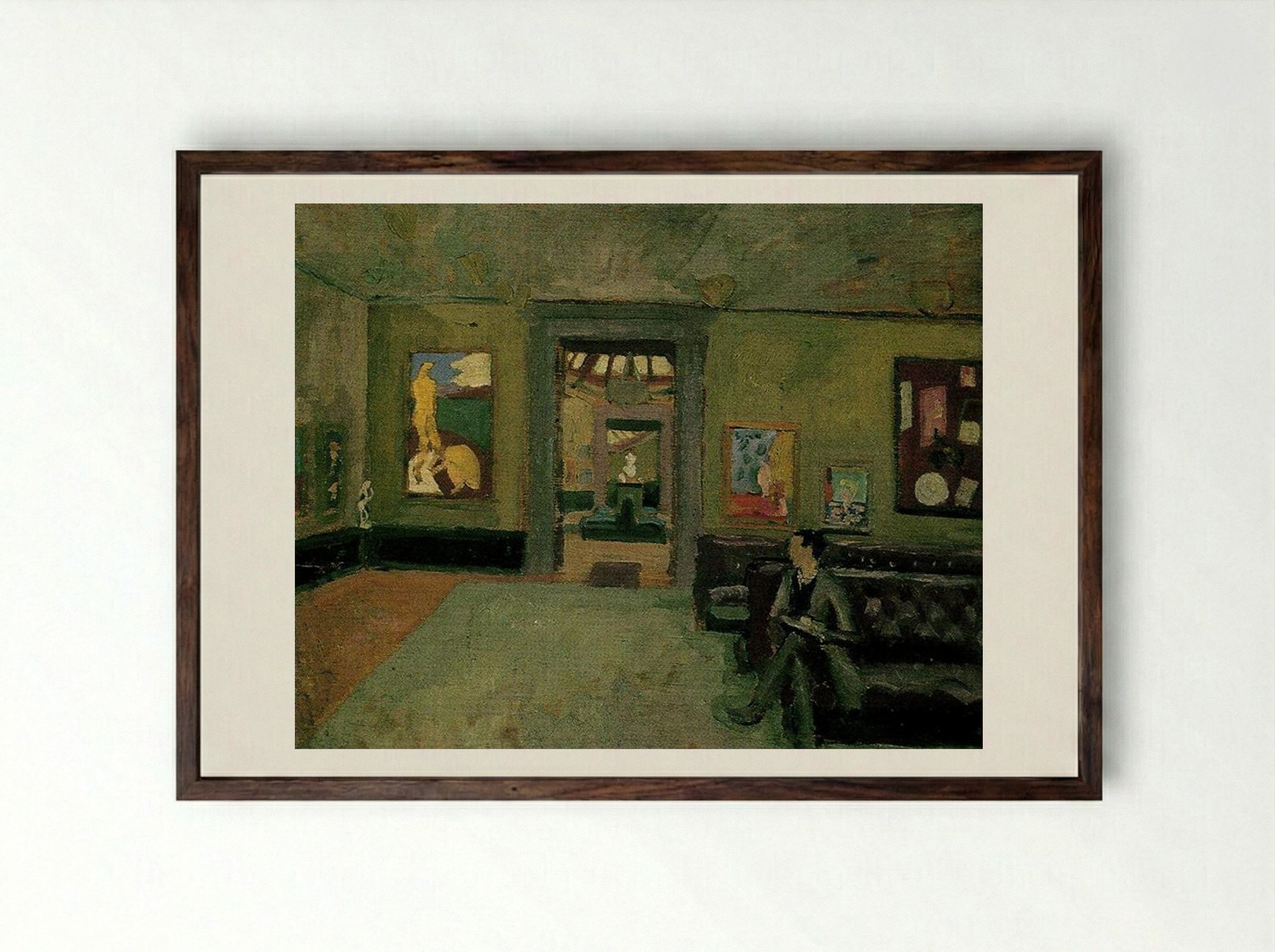 A Room (in the Second Post-Impressionist) - Roger Fry - Framed Print Dark Wood