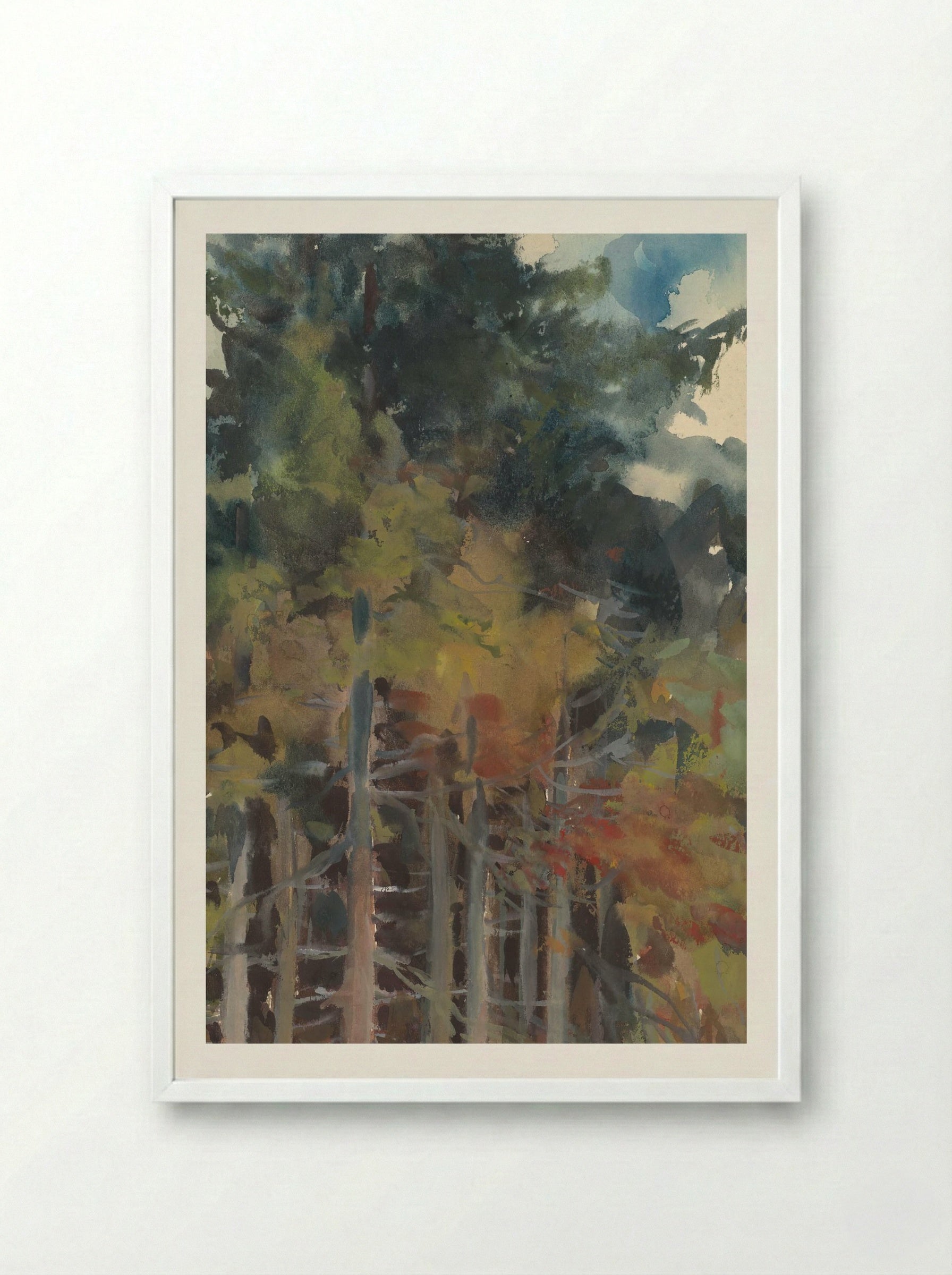 In the Forest in Autumn - Zolo Palugyay - Framed Print White