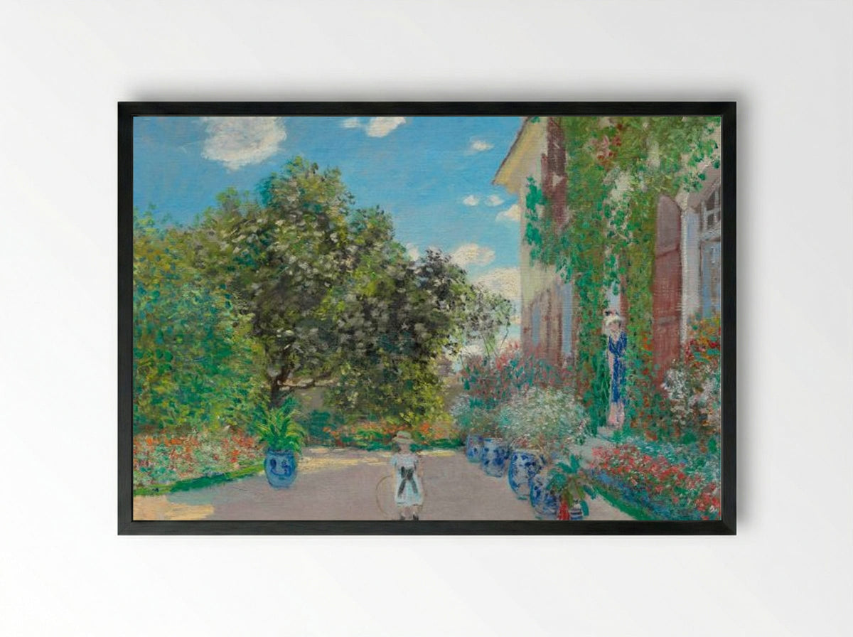 The Artist's House at Argenteuil - Claude Monet - Framed Print Black