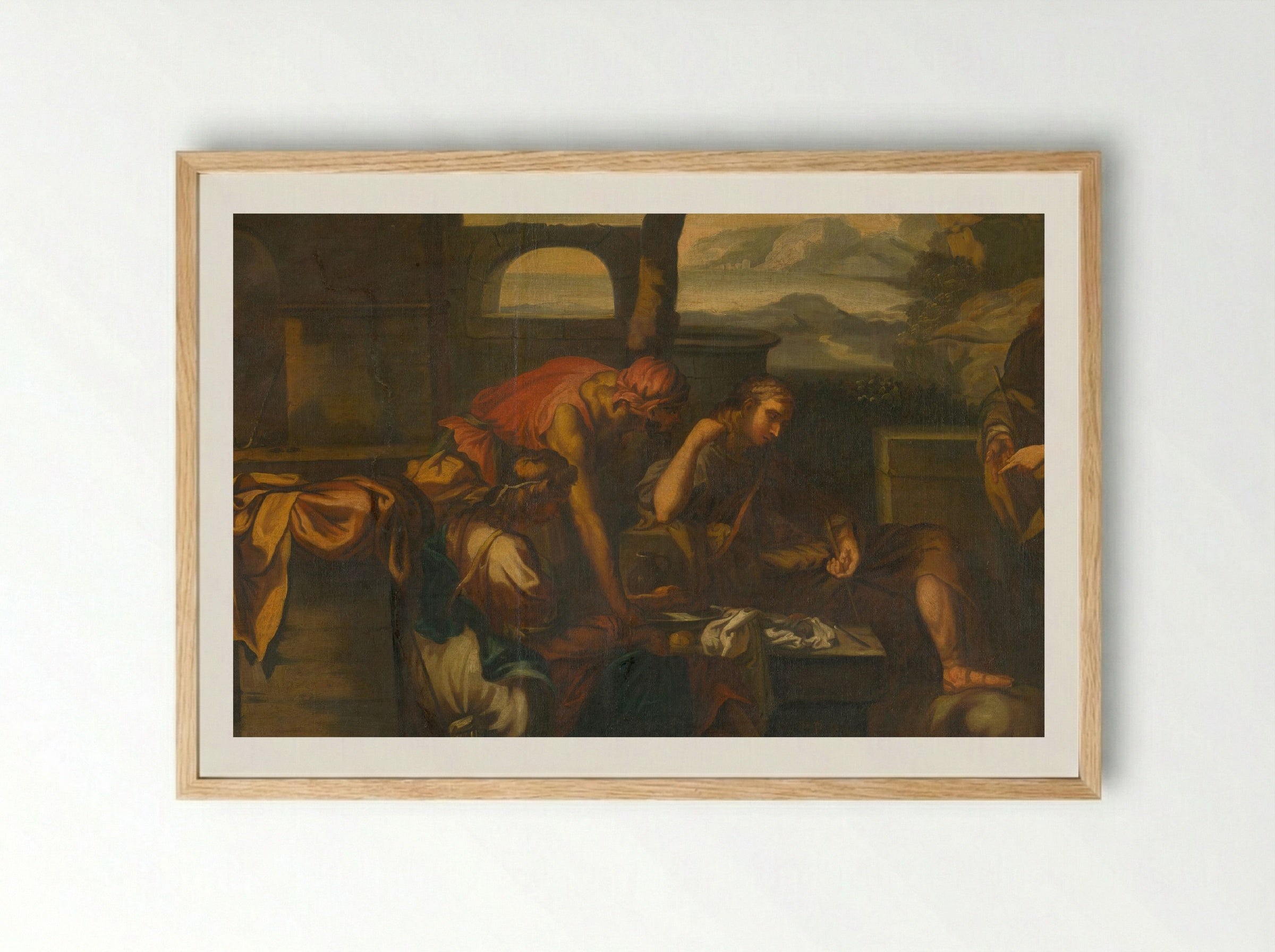 Biblical Scene with Figures - Fine Art Print - Framed Print Wood