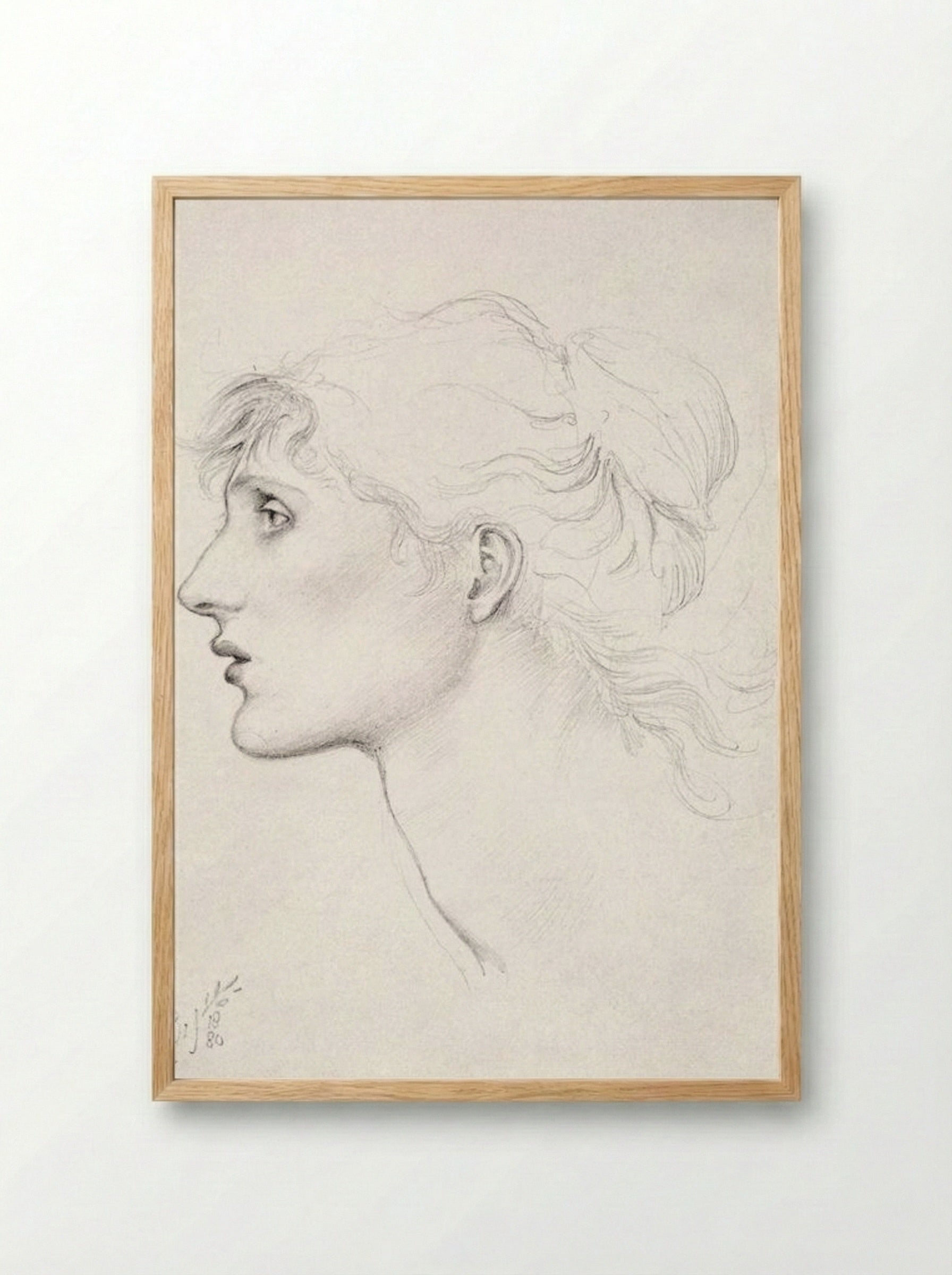 Study of Margaret Drummond for 'The Car of Love' - Edward Burne-Jones - Framed Print Wood