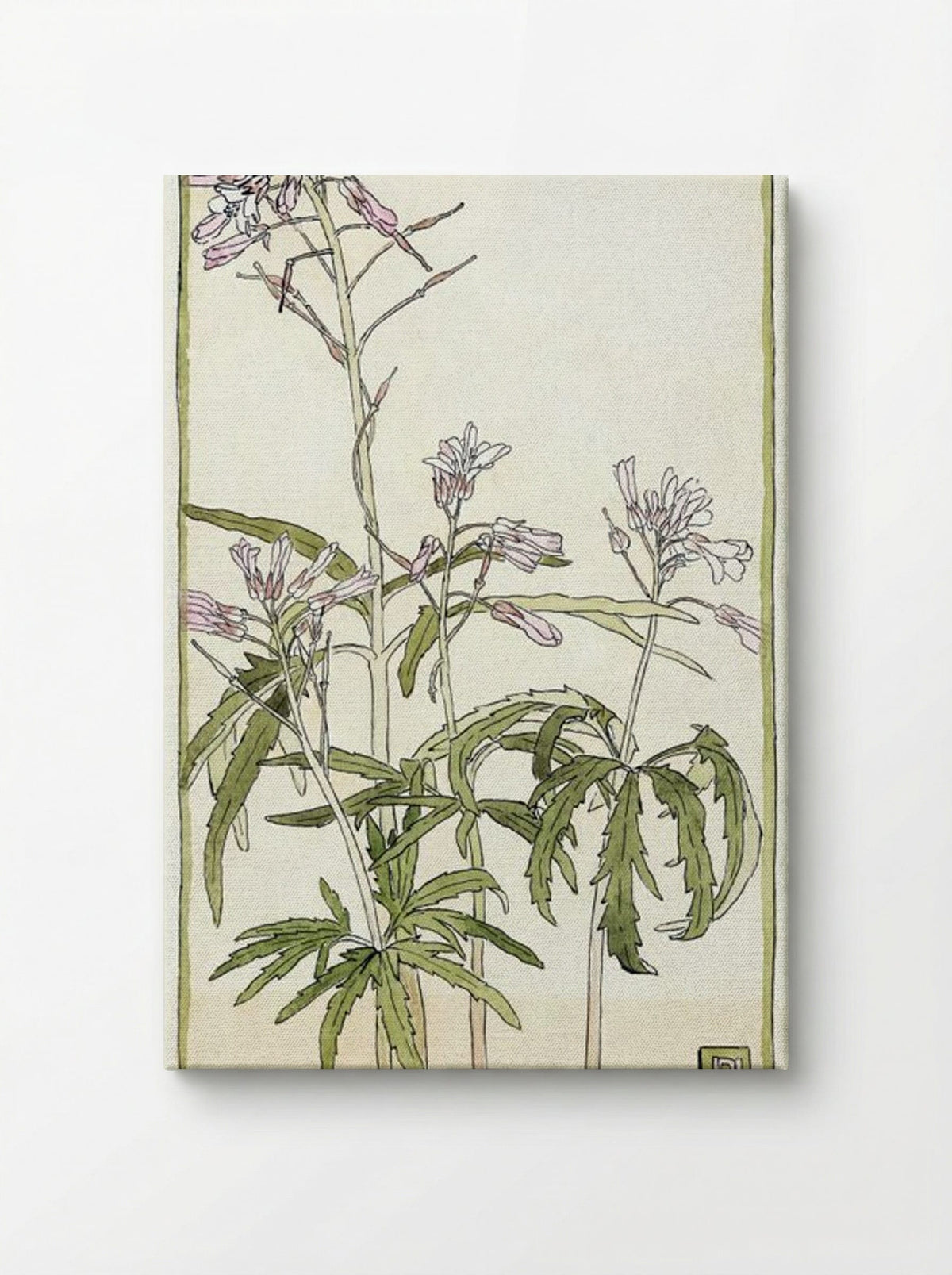 Pink Flowers with Spiky Green Leaves - Hannah Borger Overbeck - Canvas