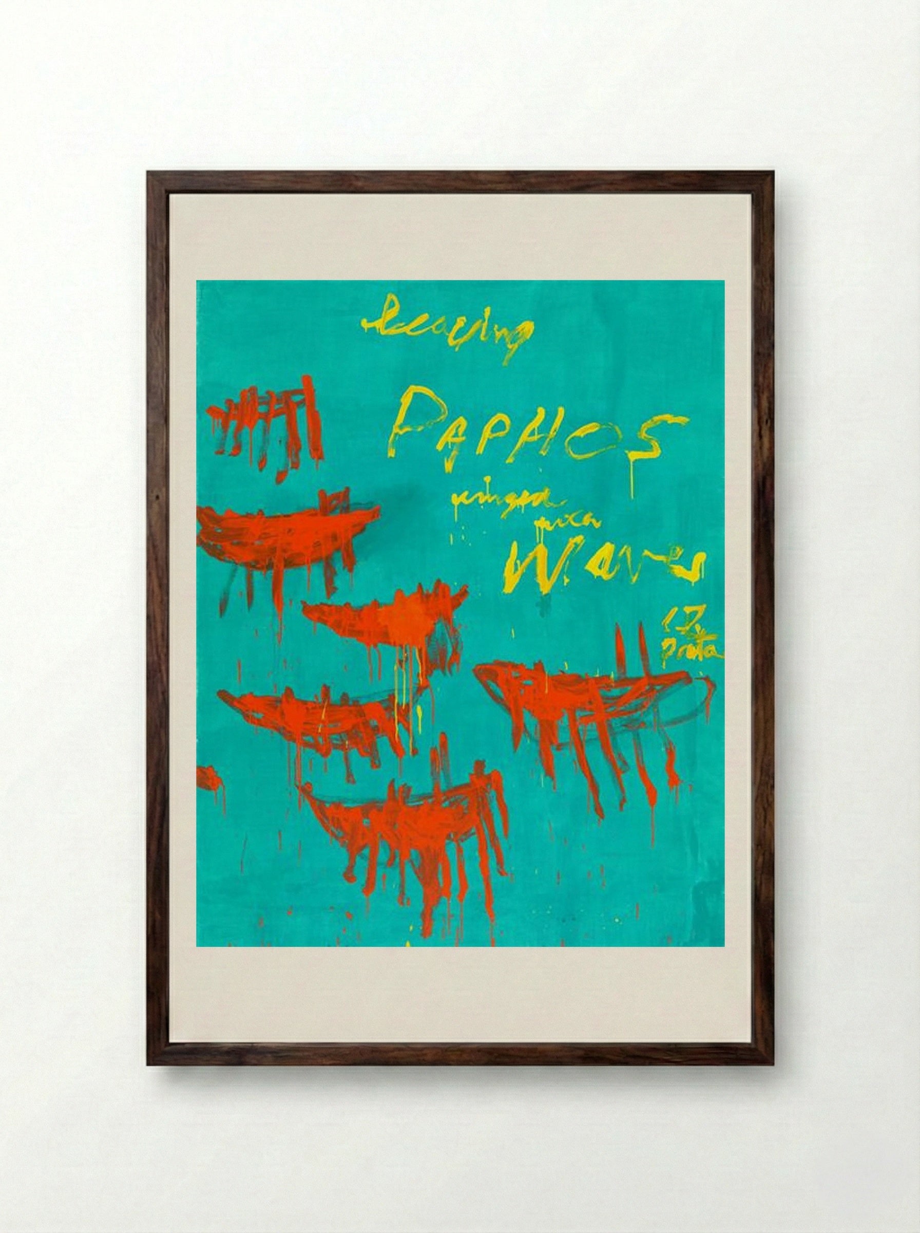 Leaving Paphos Ringed With Waves V - Cy Twombly - Framed Print Dark Wood