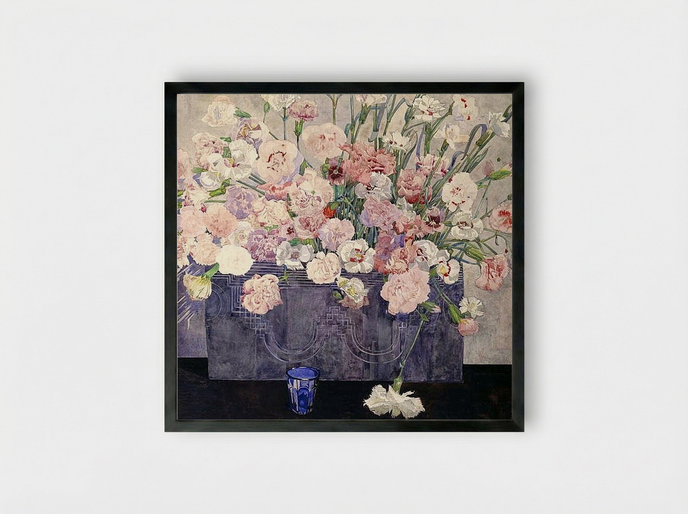Still Life with Carnations - Fine Art Print - Framed Print Black