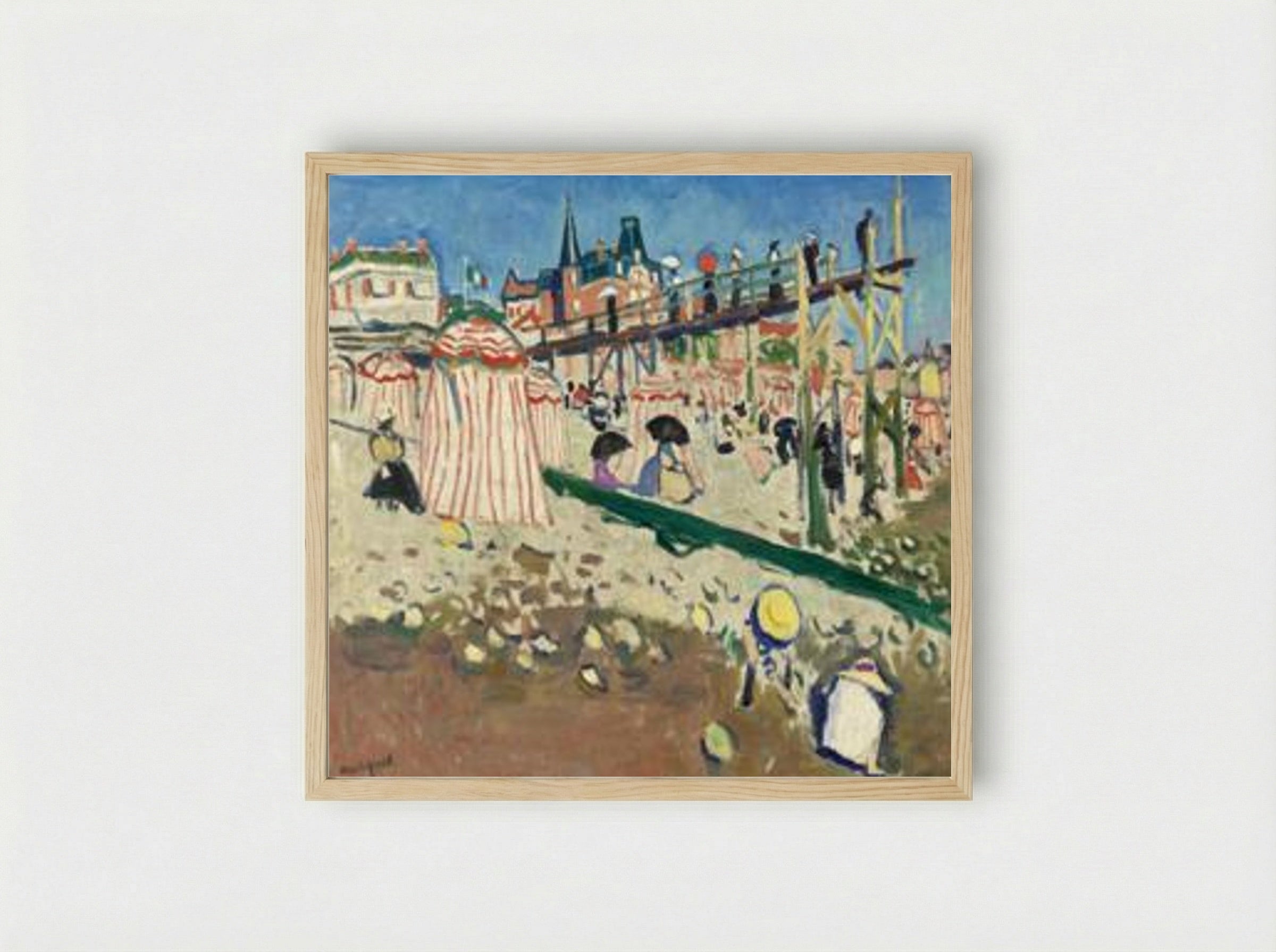 The Beach at Sainte-Adresse - Albert Marquet - Framed Print Wood