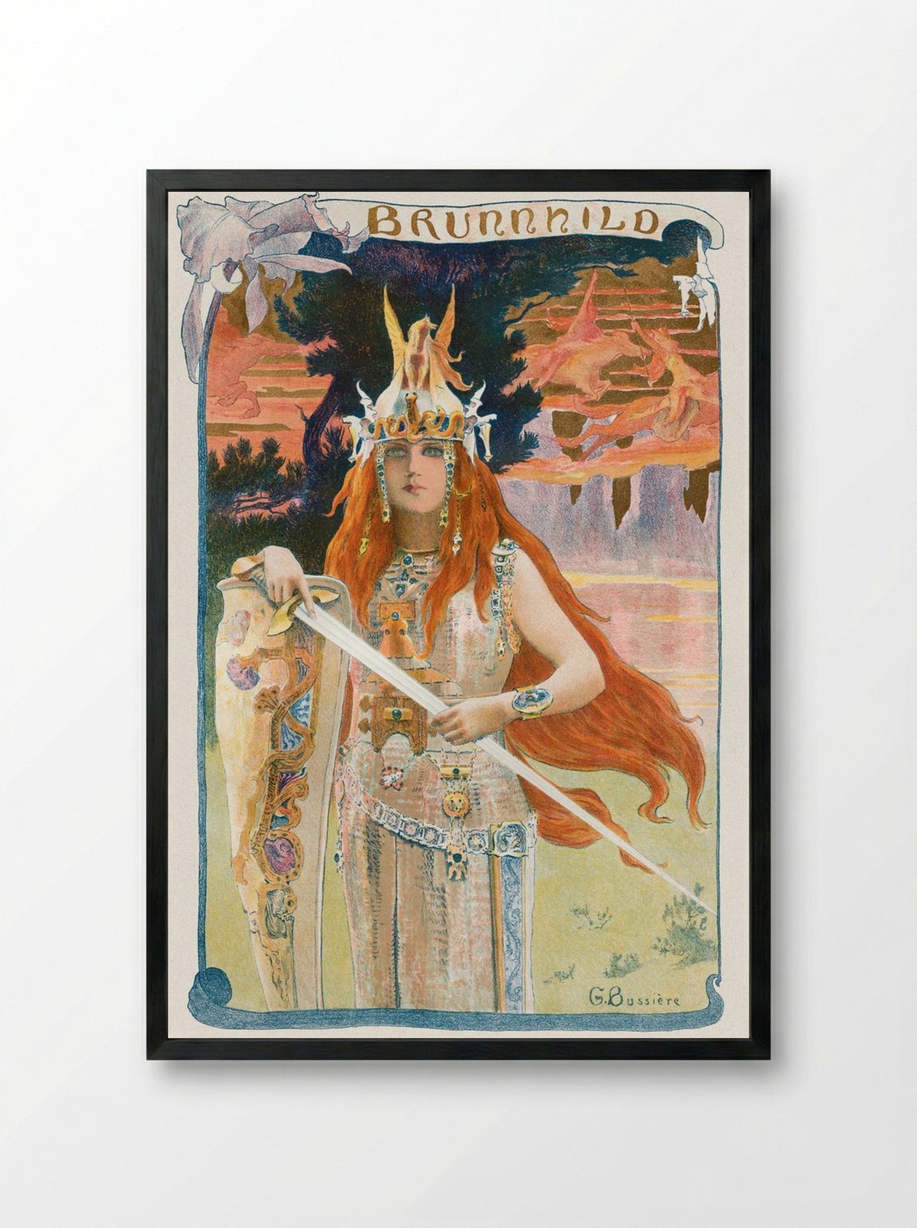 Brunnhild - Gaston Bussière - Framed Print Black