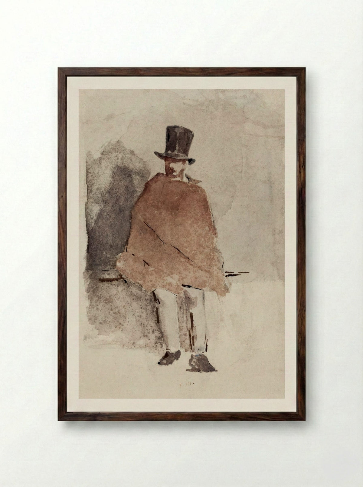 The Man in the Tall Hat - Édouard Manet - Framed Print Dark Wood