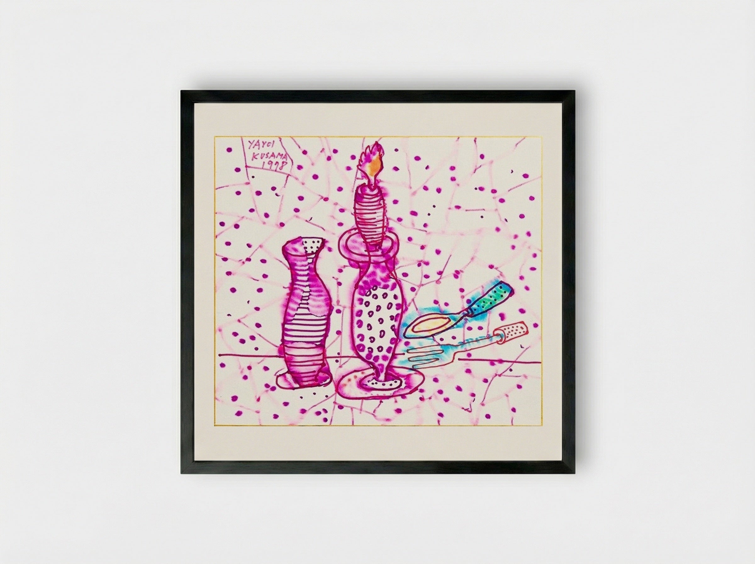 Still Life of Candlestick - Yayoi Kusama - Framed Print Black