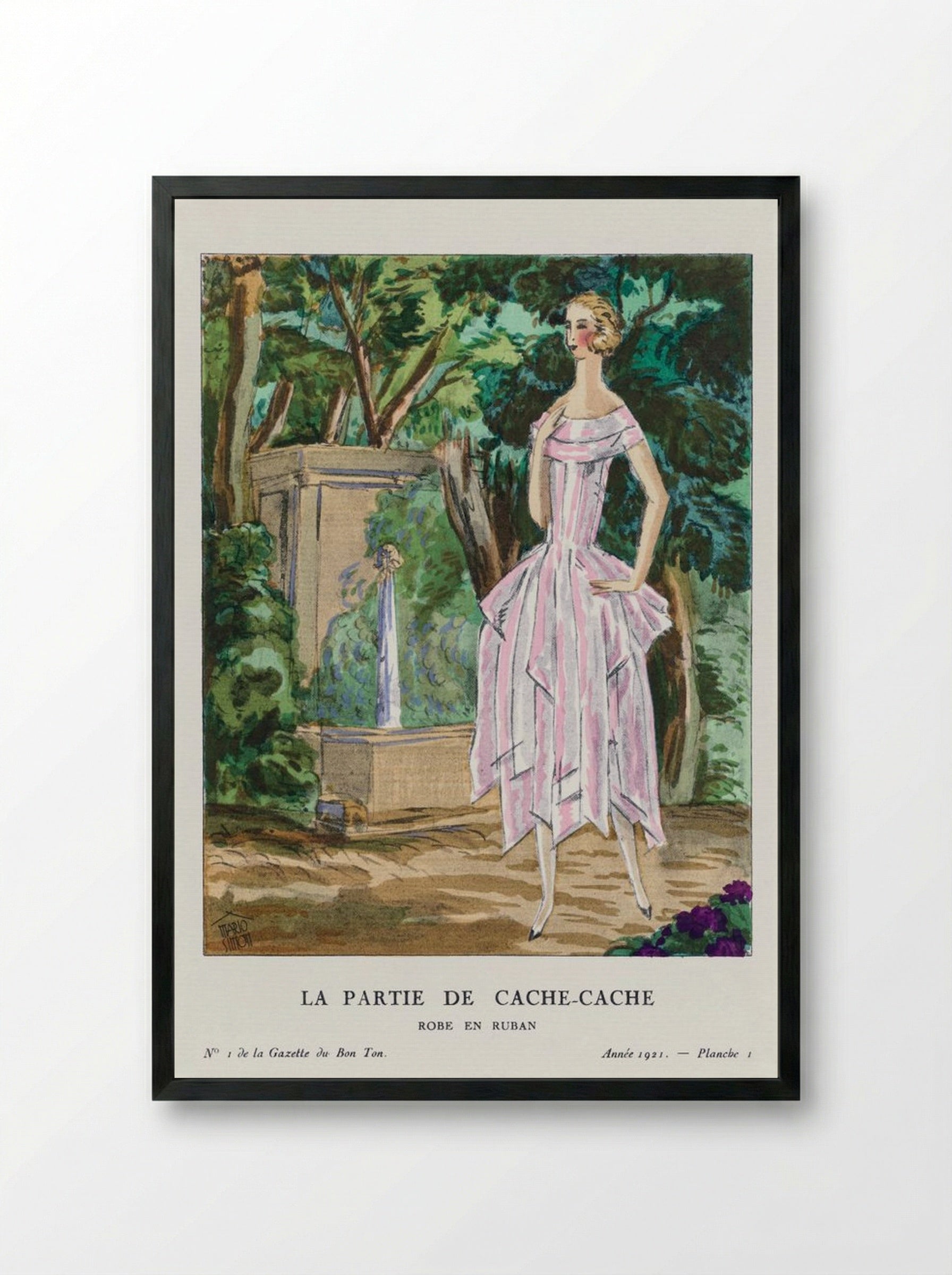 La Partie de Cache-Cache (Robe en Ruban) - Mario Simon - Framed Print Black
