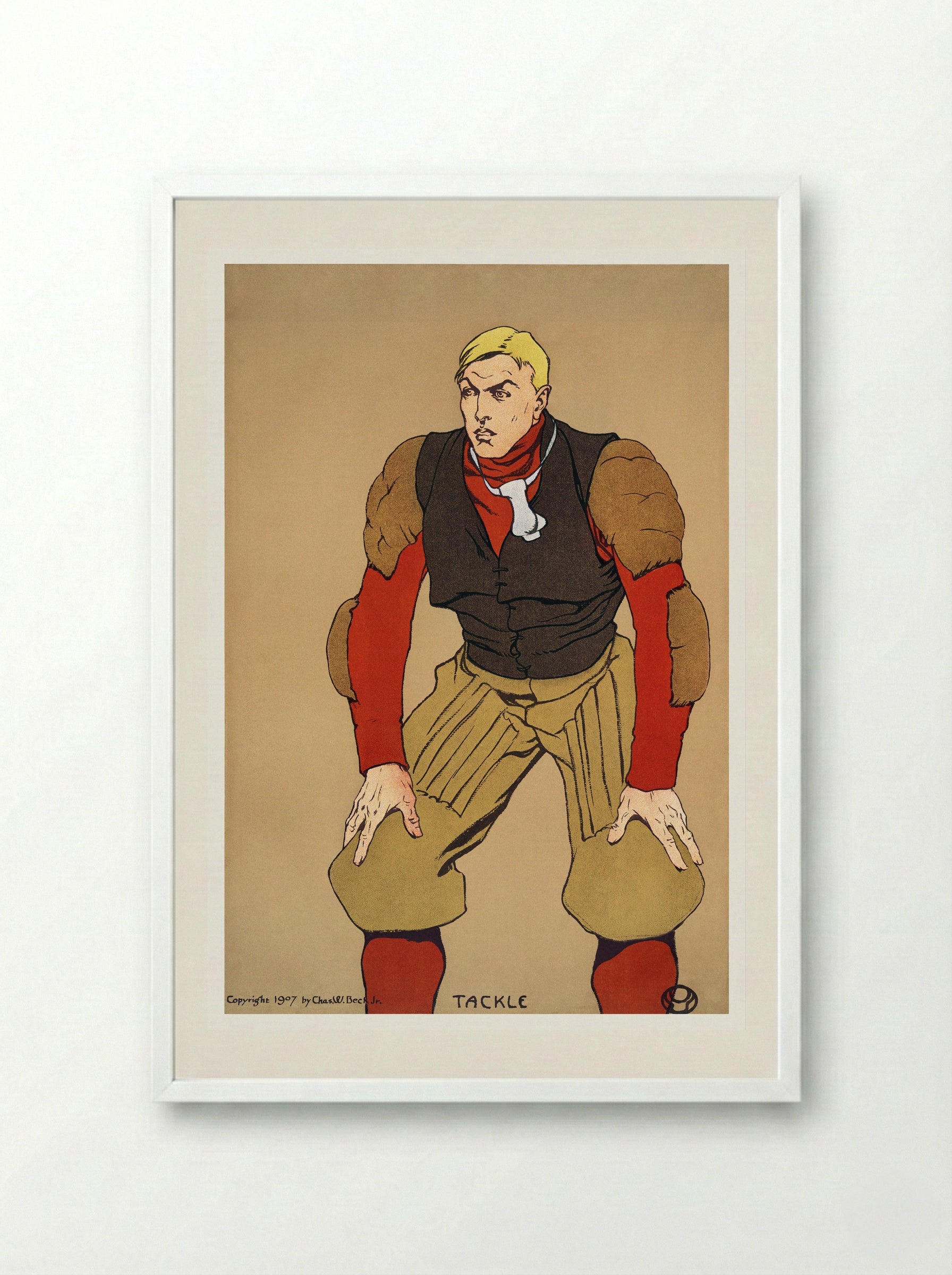 Tackle (American Football Player) - Edward Penfield - Framed Print White