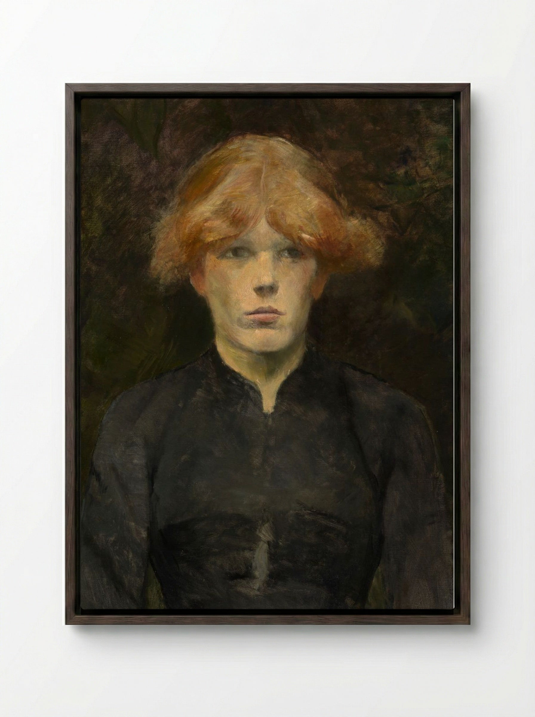 Carmen - Henri de Toulouse-Lautrec - Framed Canvas Dark Wood