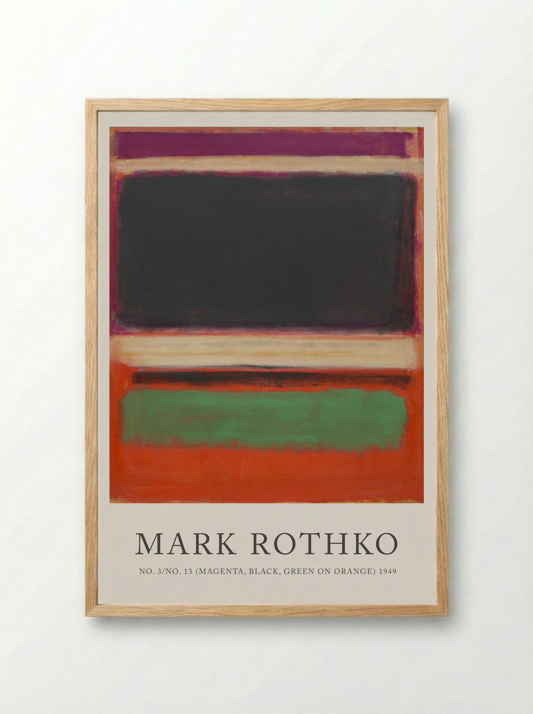 No. 3/No. 13 (Magenta, Black, Green on Orange) - Mark Rothko - Framed Print Wood