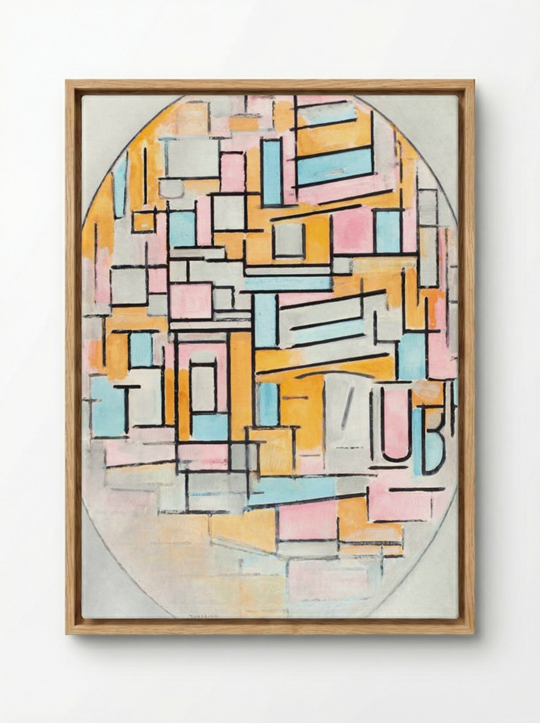 Composition with Oval in Color Planes II - Piet Mondrian - Framed Canvas Wood