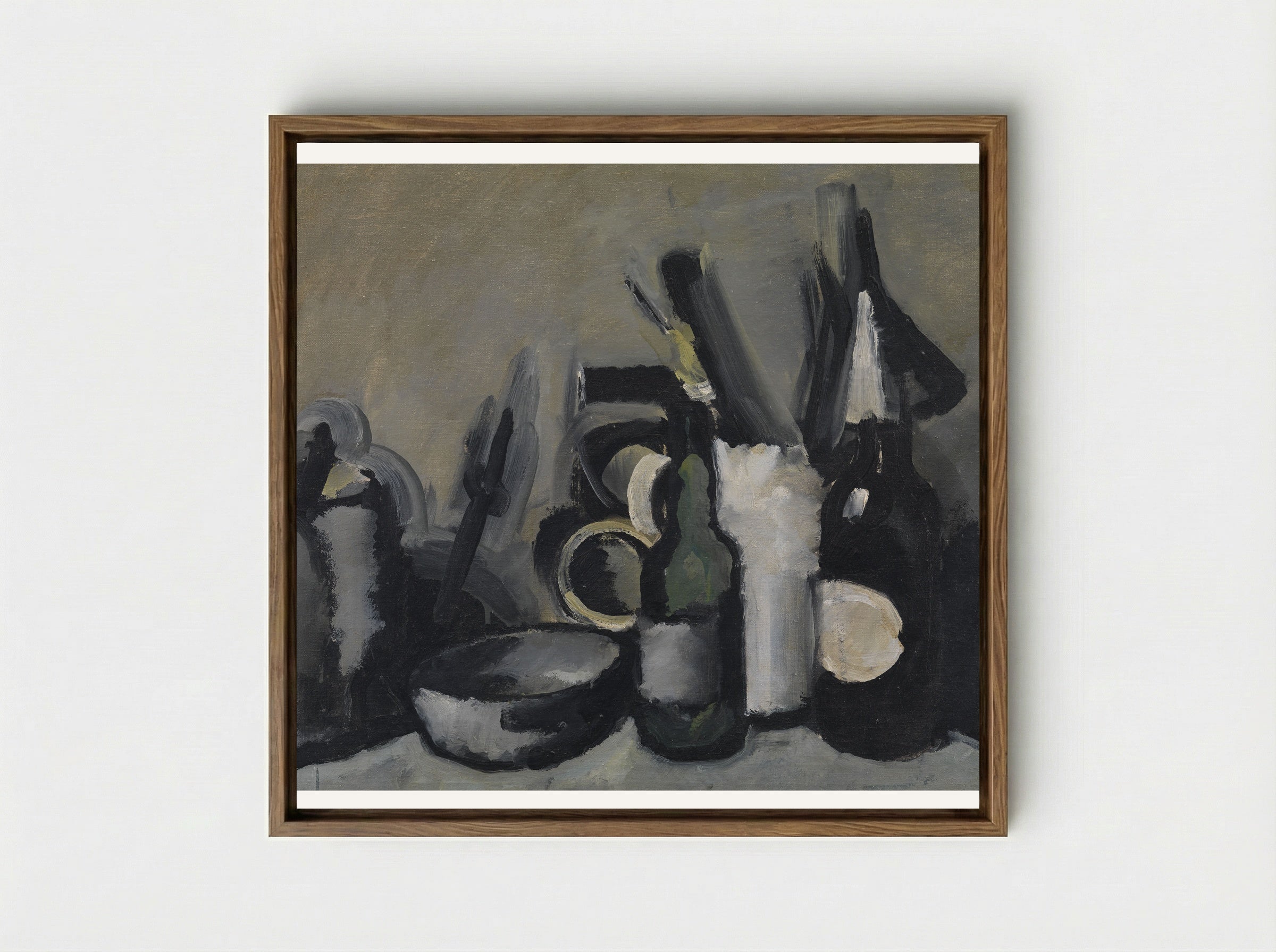 Arrangement with Bottle - Harald Giersing - Framed Canvas Wood