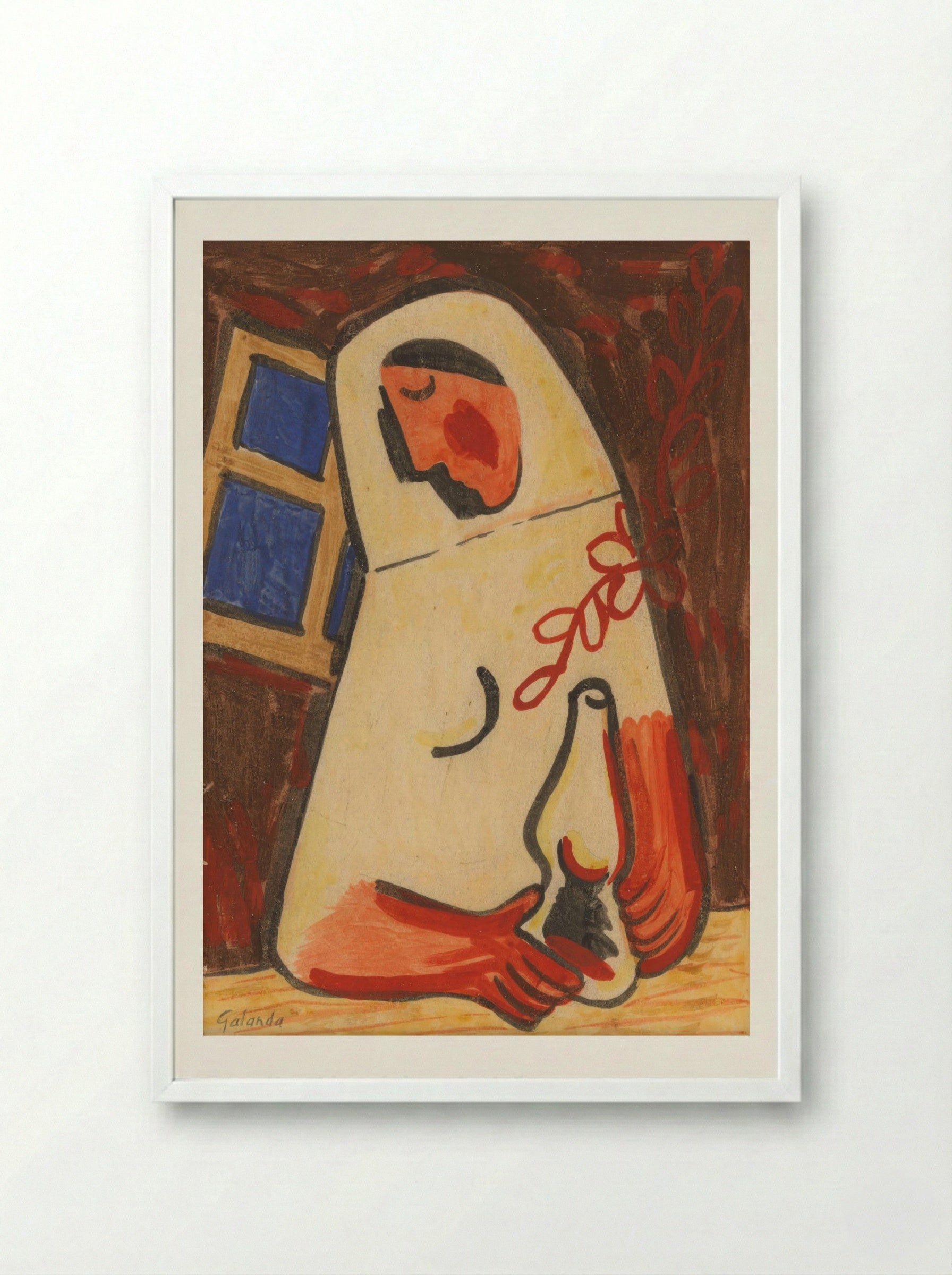 Sitting Woman - Mikuláš Galanda - Framed Print White