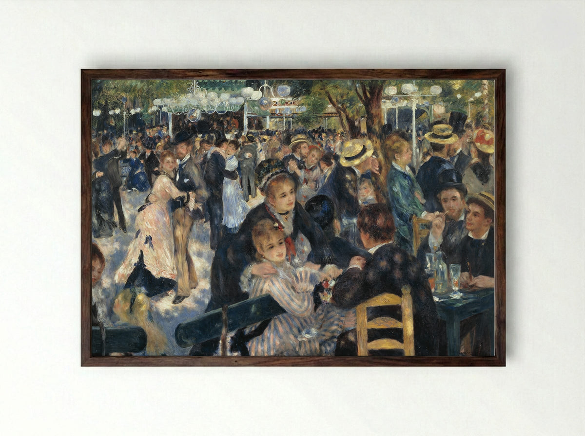 Dance at Le Moulin de la Galette - Pierre-Auguste Renoir - Framed Print Dark Wood