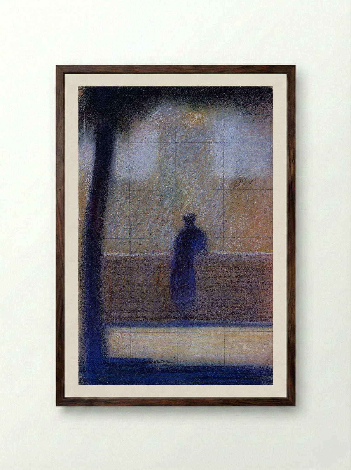 Man Leaning on a Parapet - Edgar Degas - Framed Print Dark Wood
