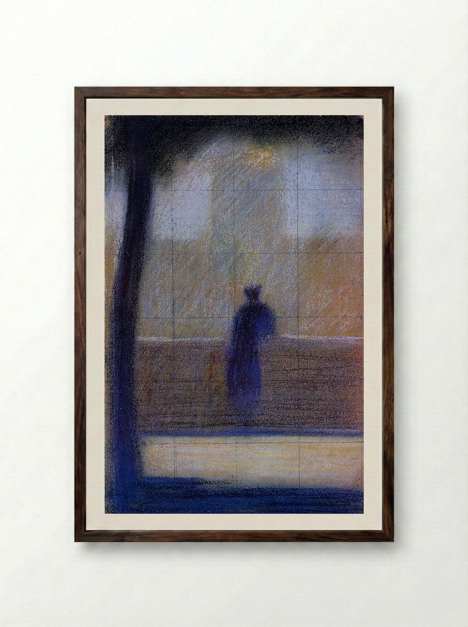 Man Leaning on a Parapet - Edgar Degas - Framed Print Dark Wood