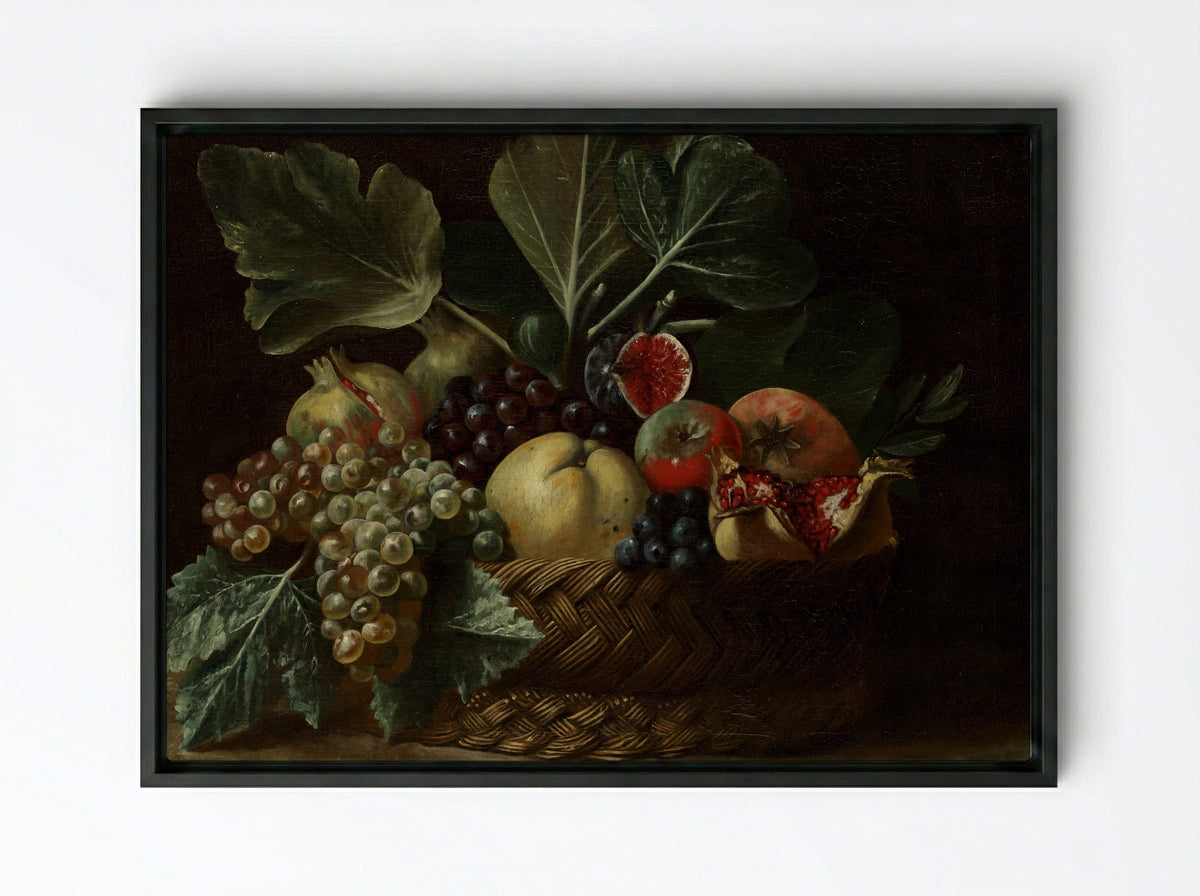 Basket of Fruit - Fine Art Print - Framed Canvas Black