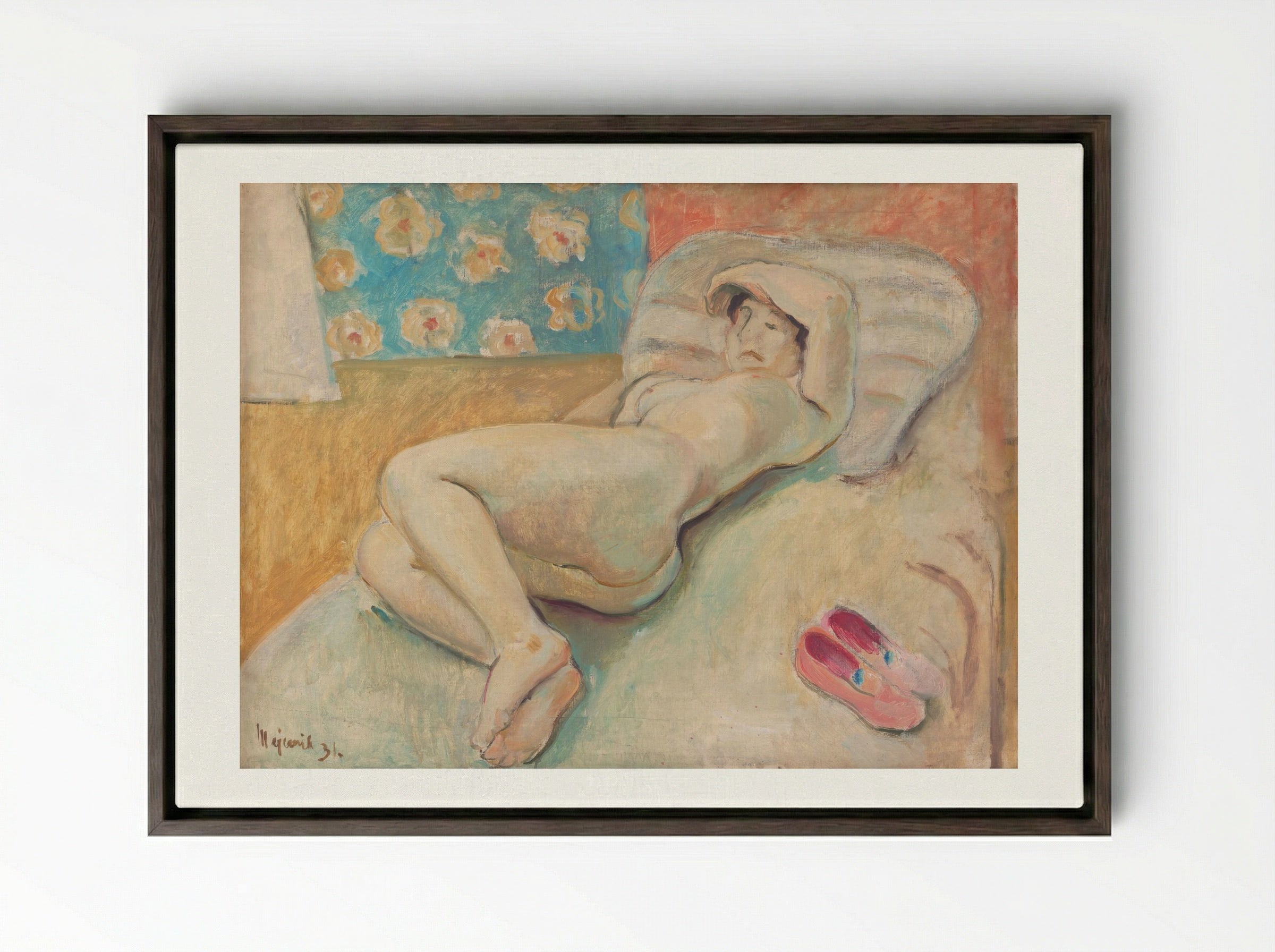Resting Woman - Cyprián Majerník - Framed Canvas Dark Wood