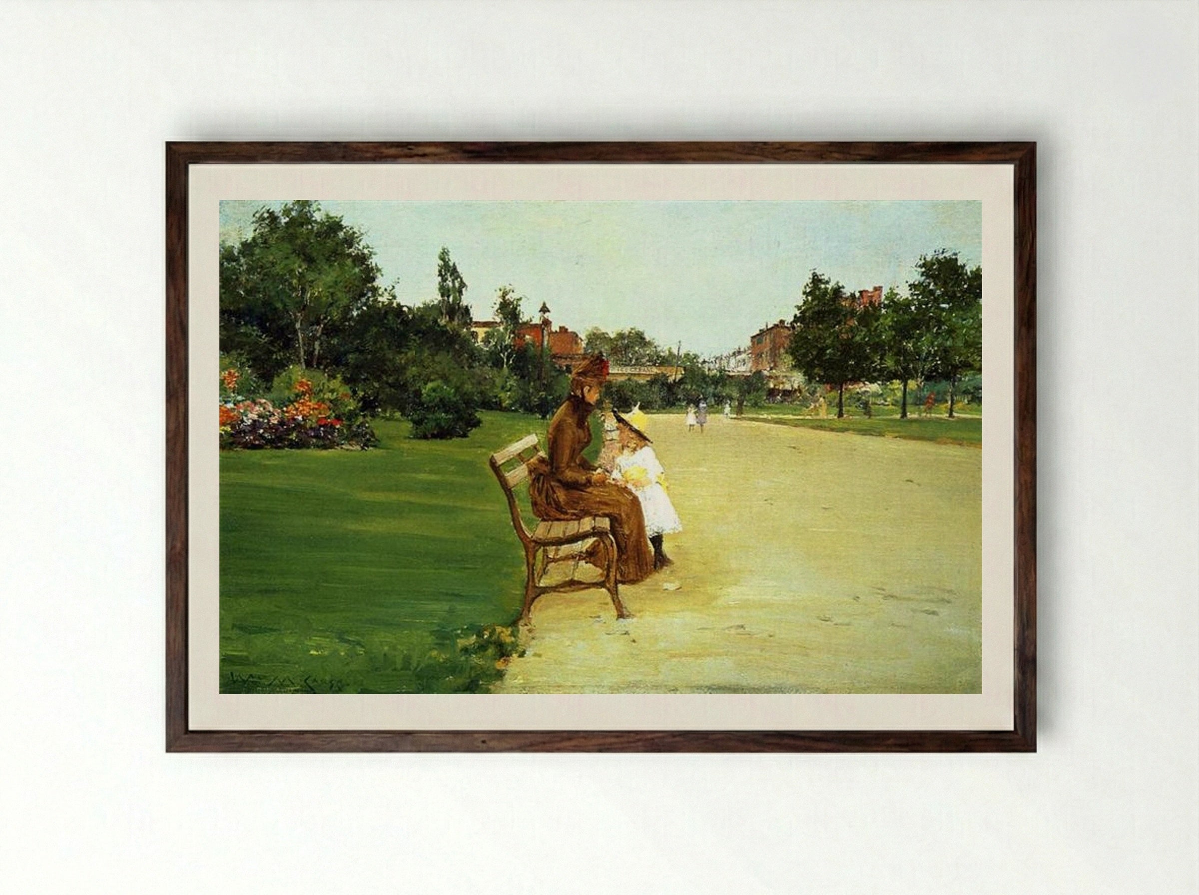 The Park - William Merritt Chase - Framed Print Dark Wood
