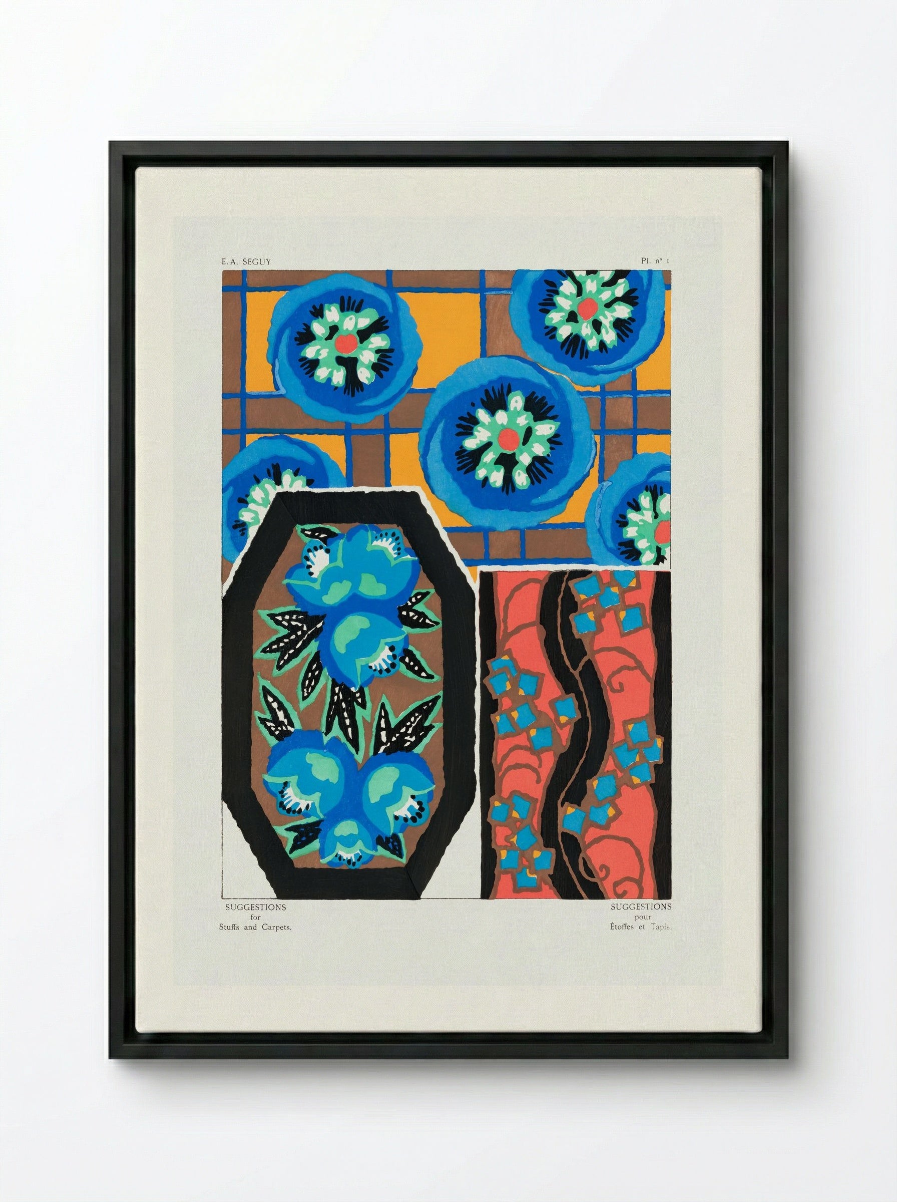 Suggestions for Stuffs and Carpets, Plate 1 - Émile-Allain Séguy - Framed Canvas Black