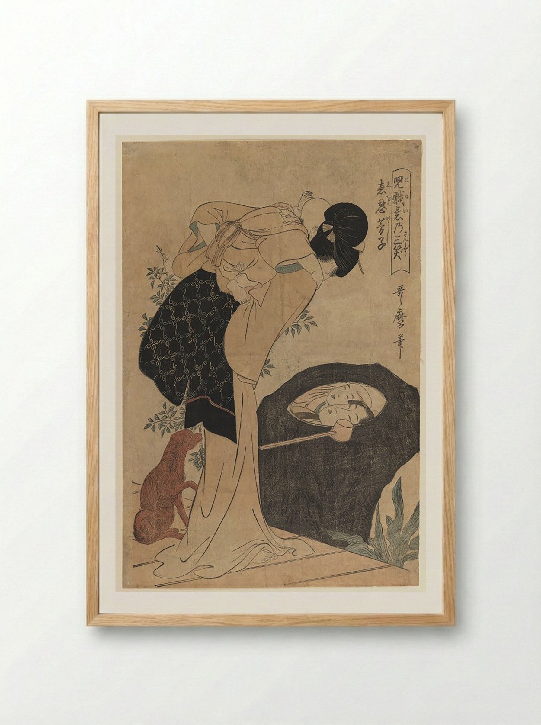 Woman and Child at a Water Basin - Utagawa Toyokuni I - Framed Print Wood