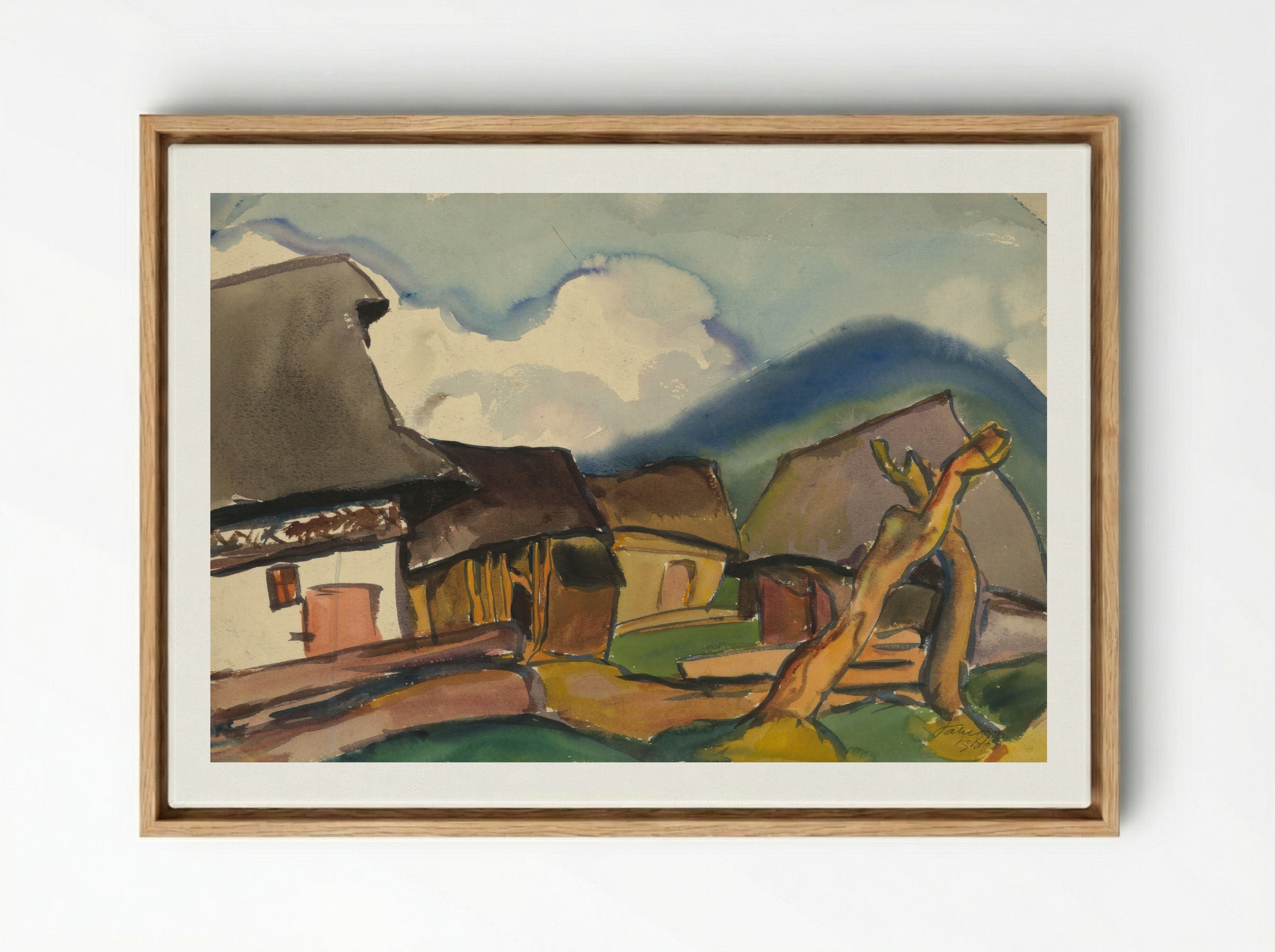 Village Scene - Zolo Palugyay - Framed Canvas Wood