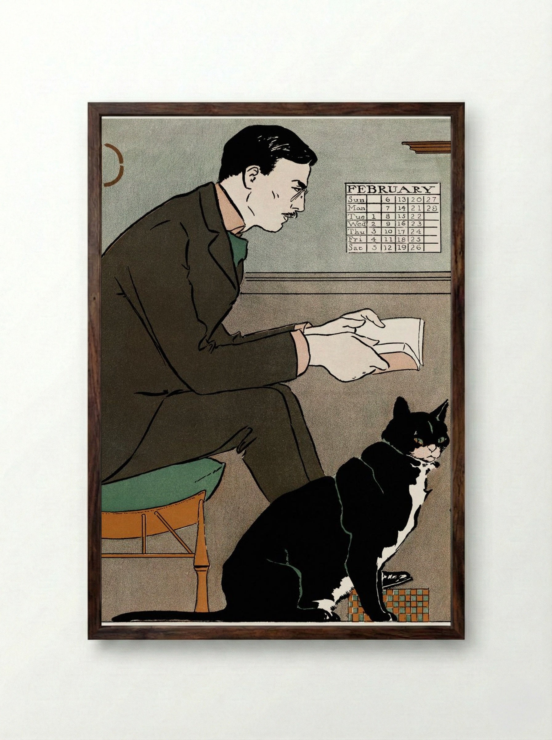 Self-Portrait - Edward Penfield - Framed Print Dark Wood