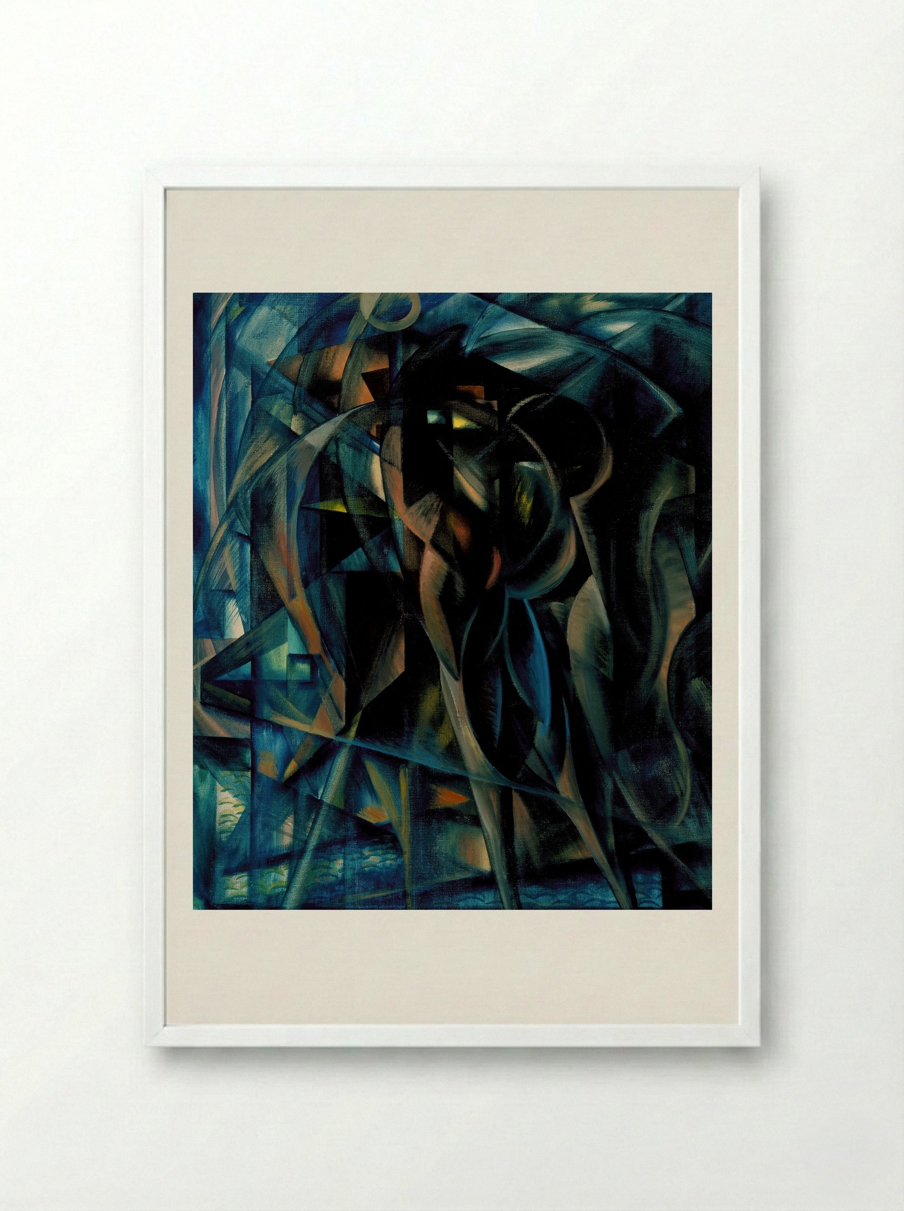 Figures in Blue - Benjamin F. Berlin - Framed Print White