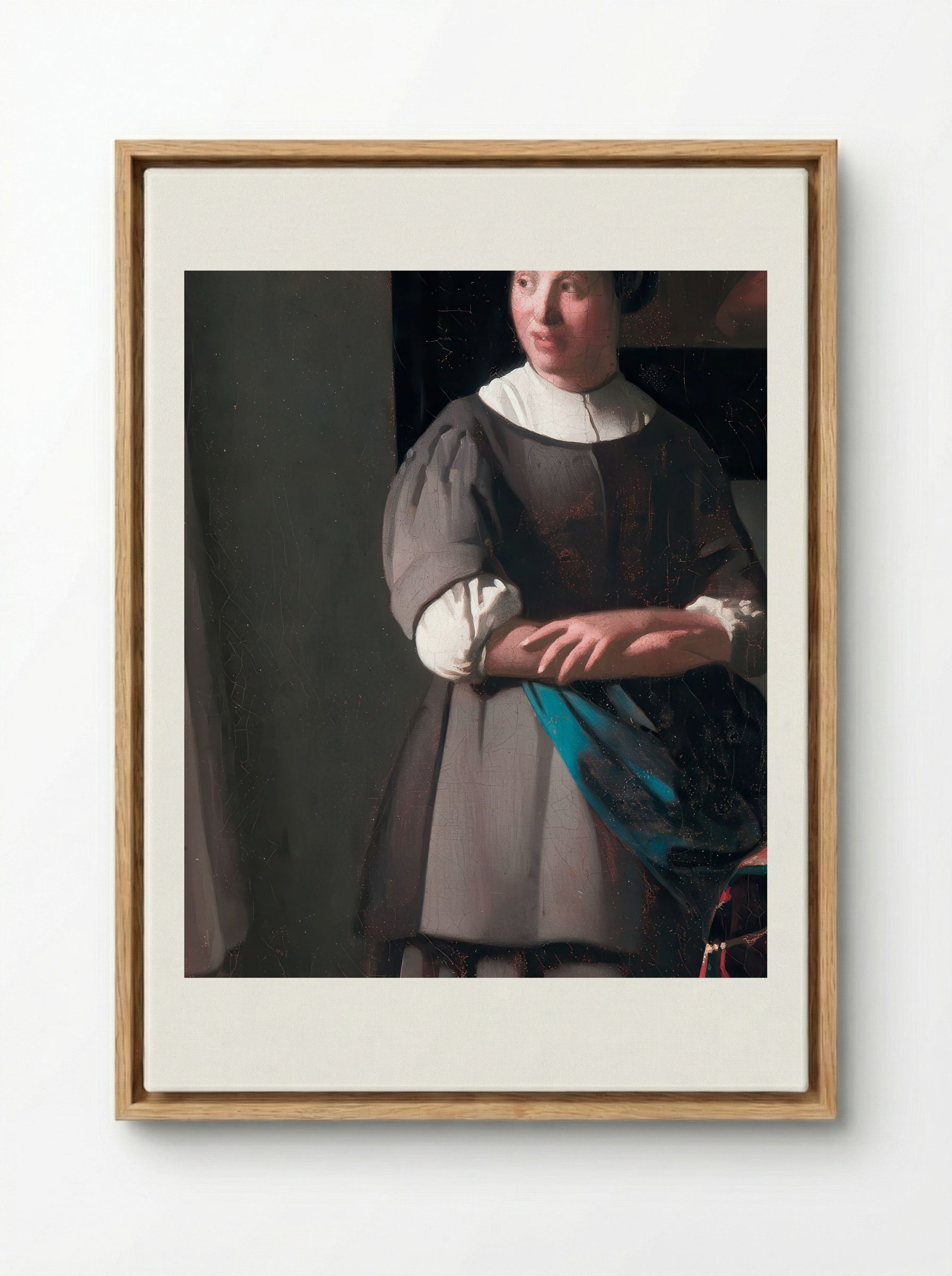 Lady Writing a Letter with her Maid - Johannes Vermeer - Framed Canvas Wood