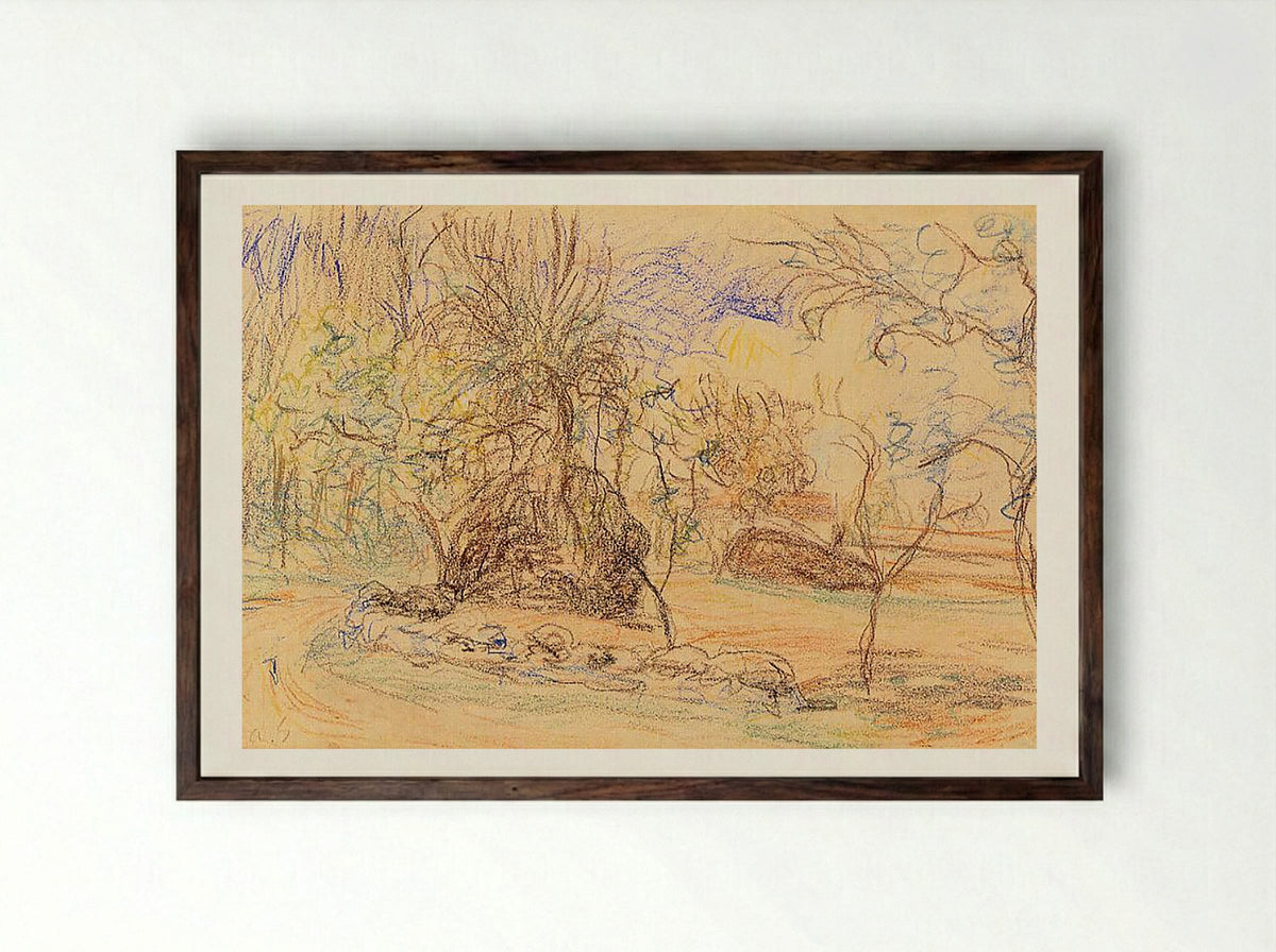 Orchard in Spring - Alfred Sisley - Framed Print Dark Wood