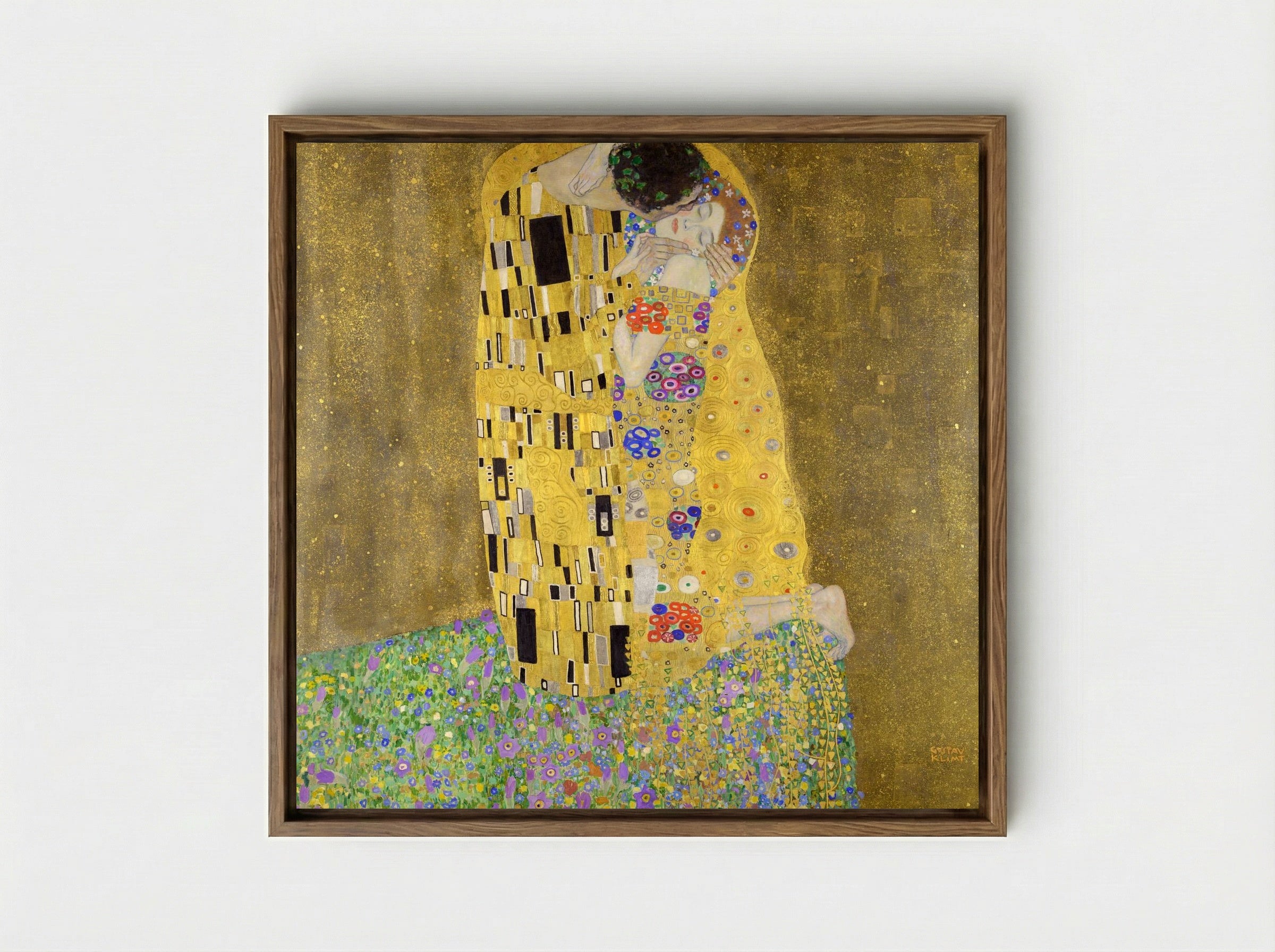 The Kiss - Gustav Klimt - Framed Canvas Wood