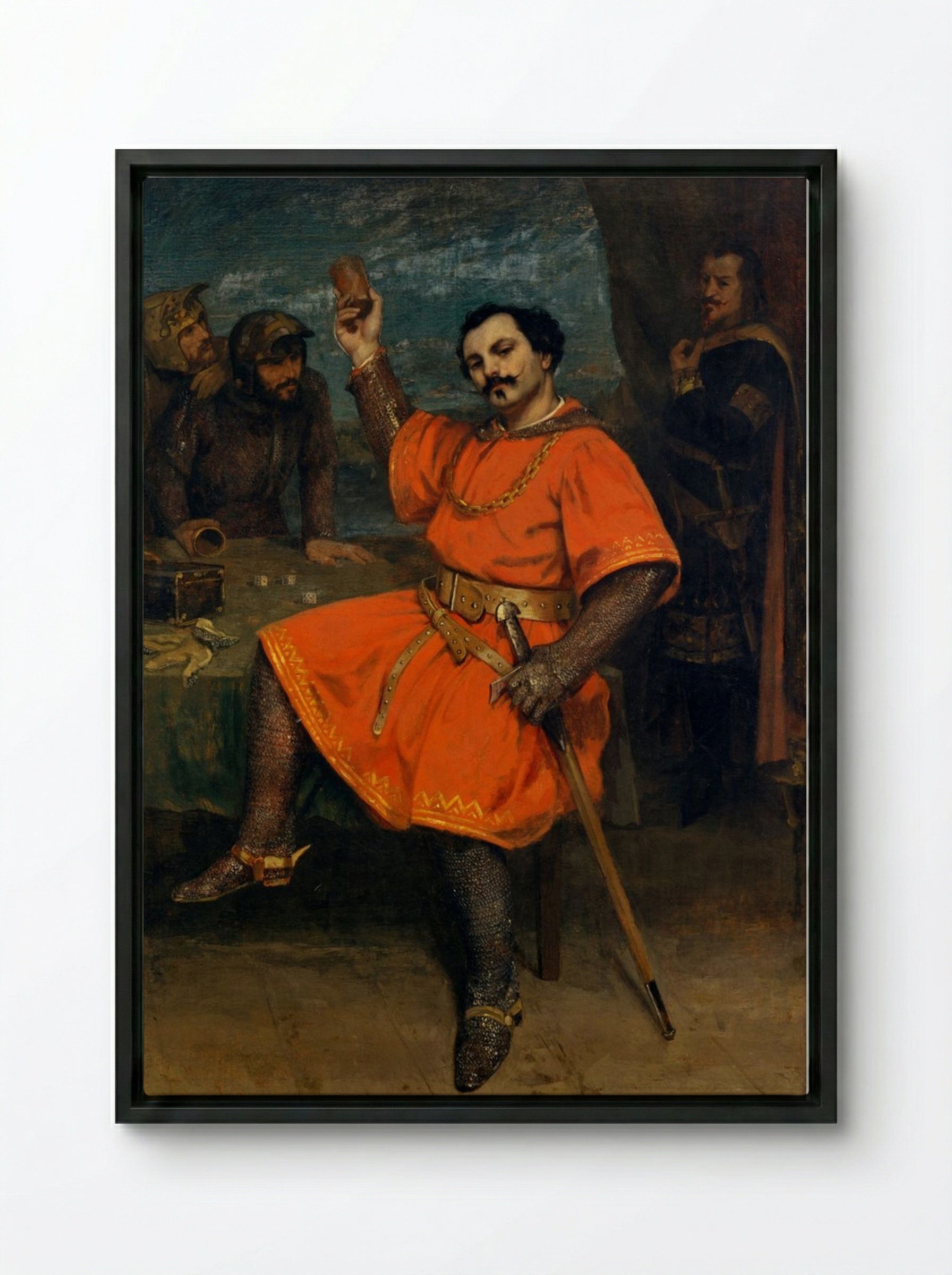 Portrait of Louis Guéymard as Robert le Diable - Gustave Courbet - Framed Canvas Black