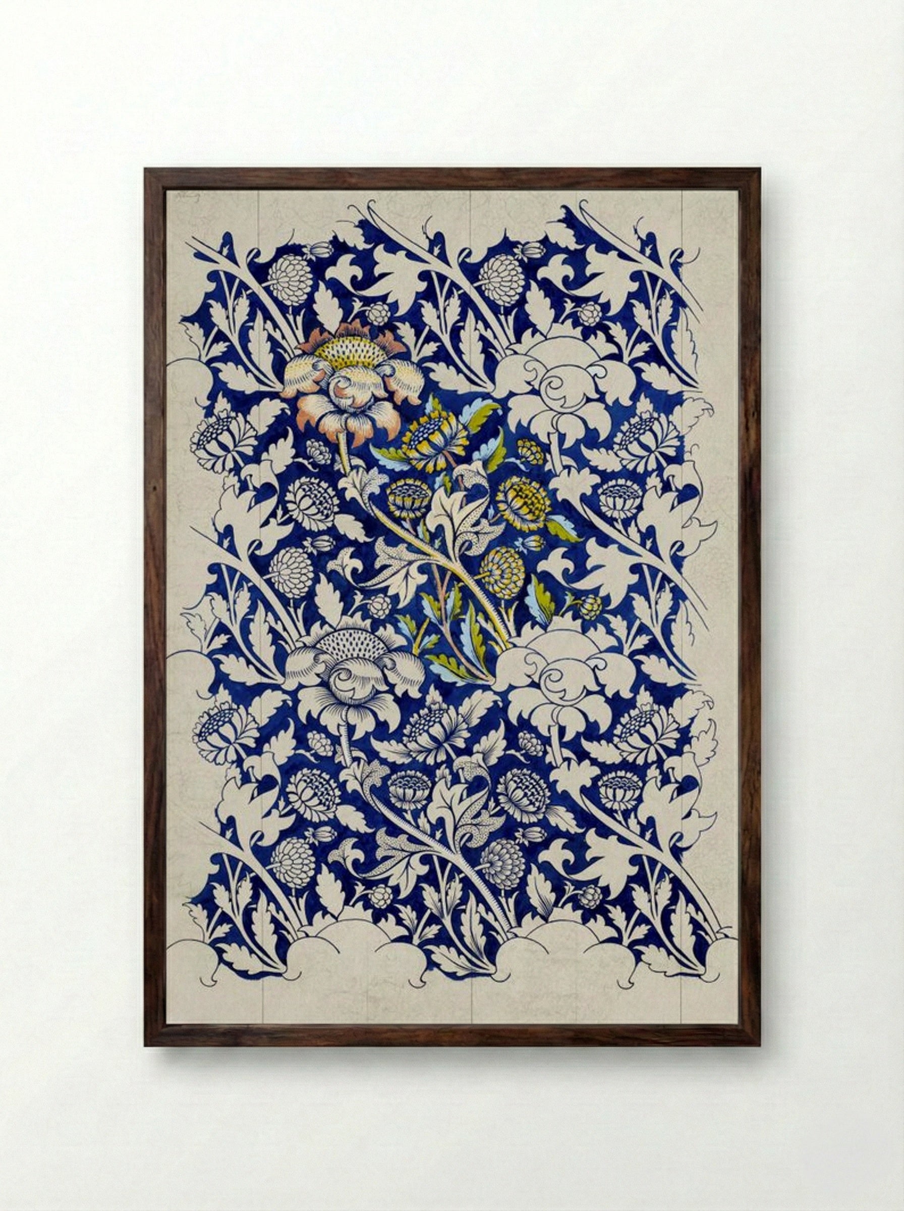 Wey (Design for Printed Fabric) - William Morris - Framed Print Dark Wood