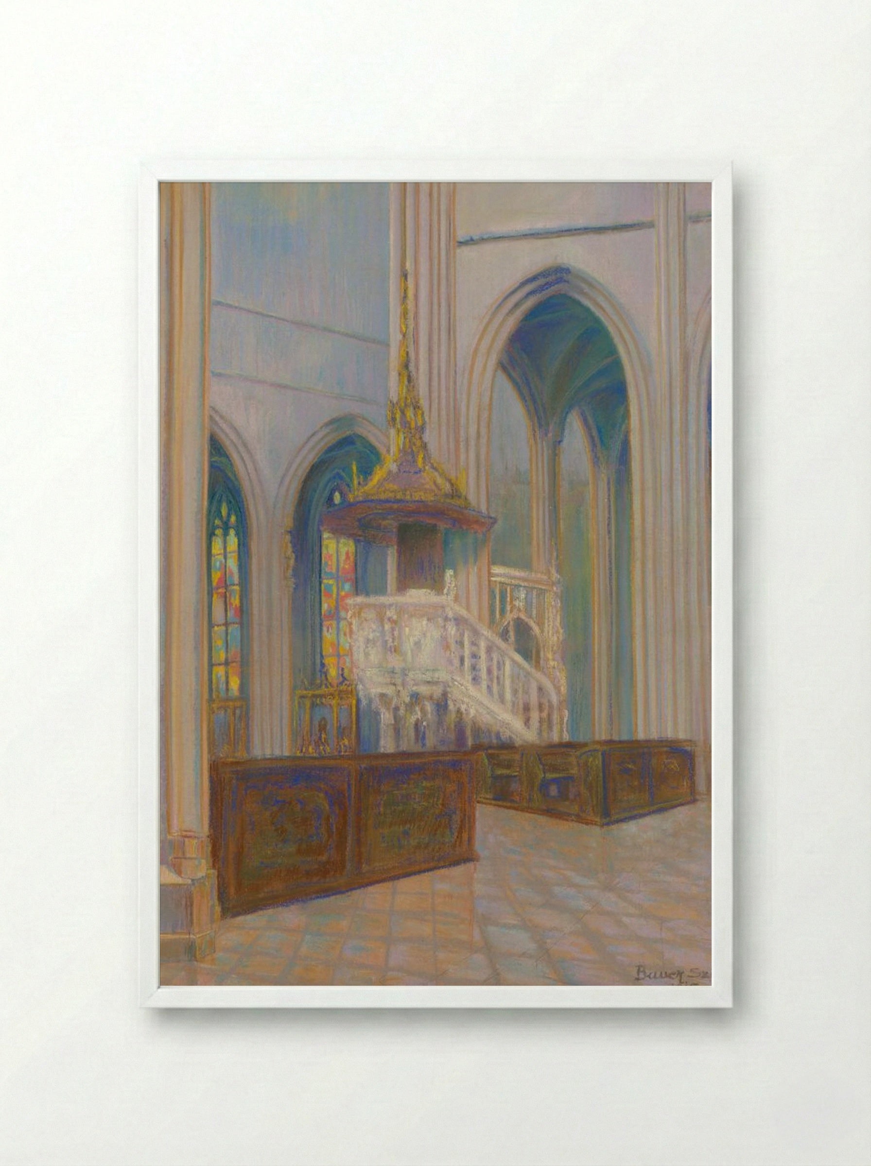 Cathedral Interior - Konstantin Bauer - Framed Print White