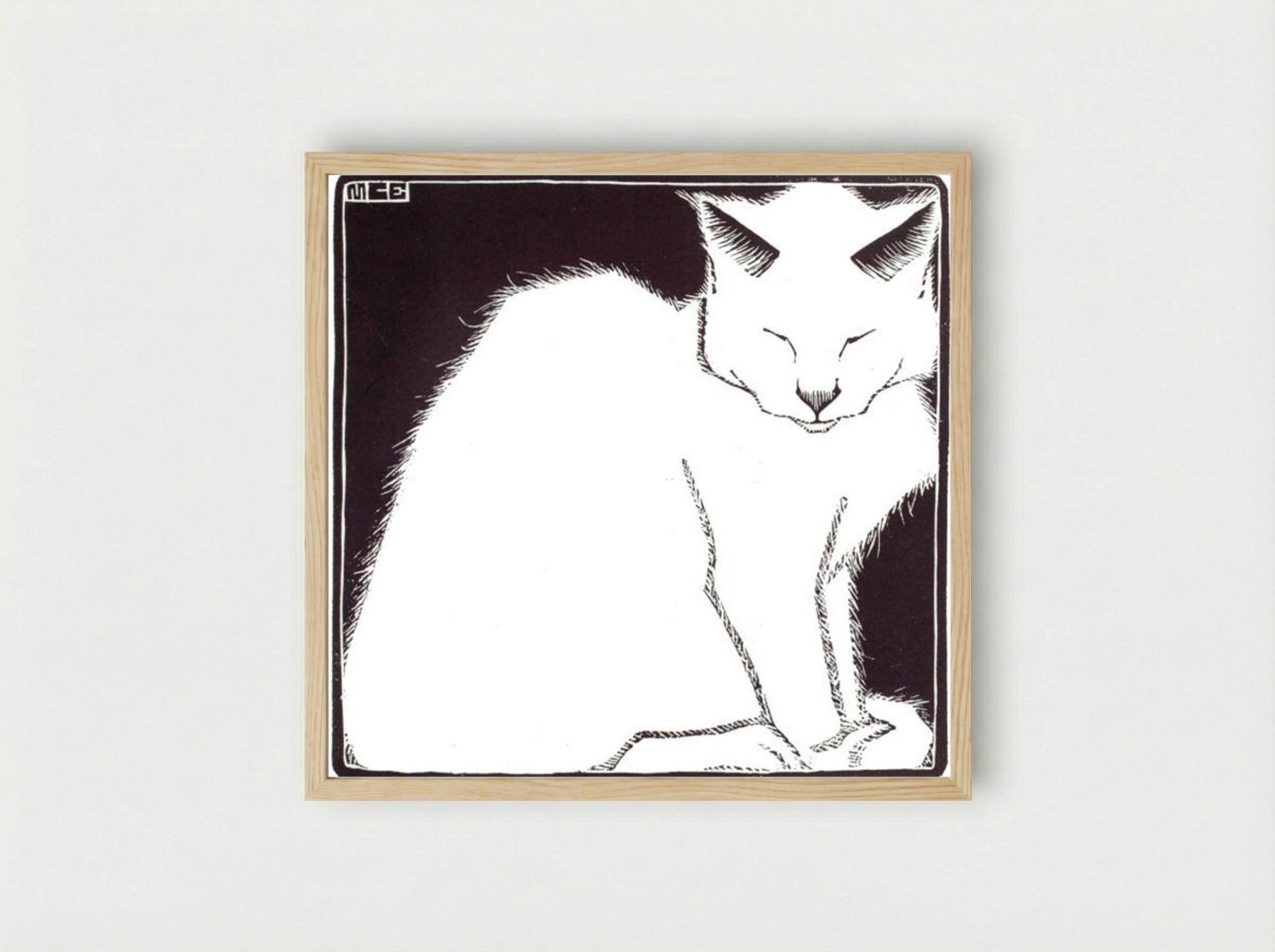 White Cat I - M.C. Escher - Framed Print Wood