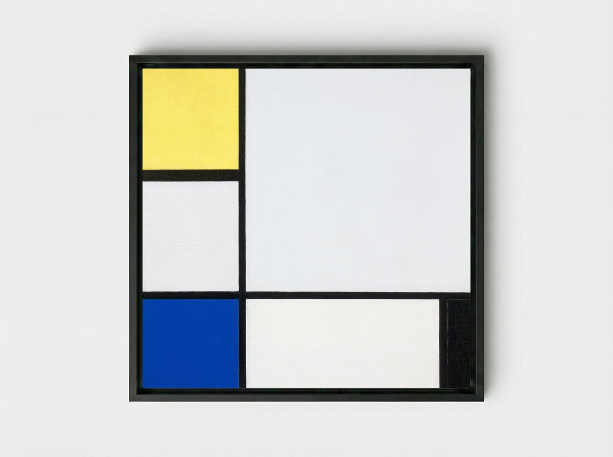 Composition with Yellow, Blue, Black and Light Blue - Piet Mondrian - Framed Canvas Black