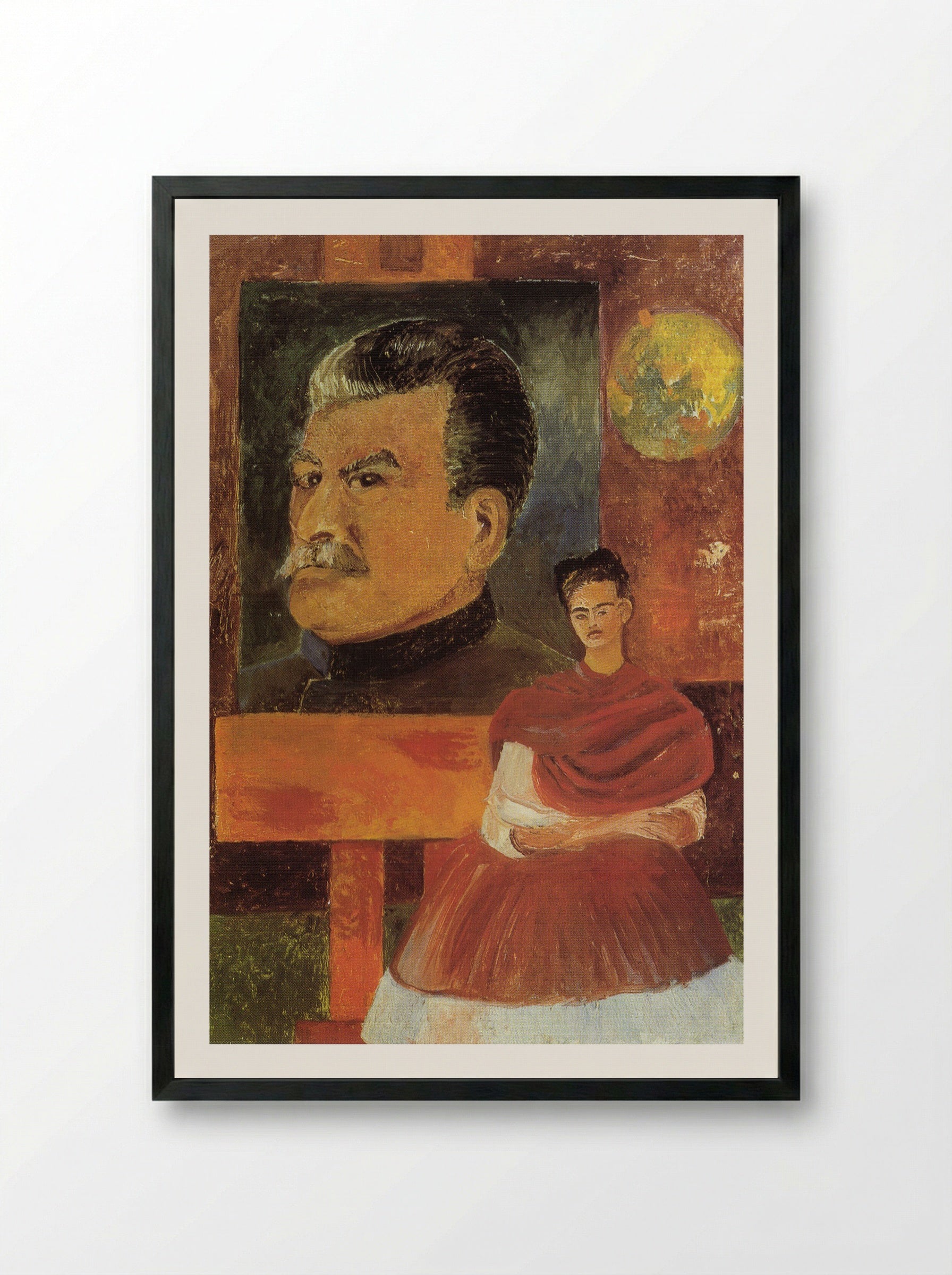 Self-Portrait with Stalin - Frida Kahlo - Framed Print Black