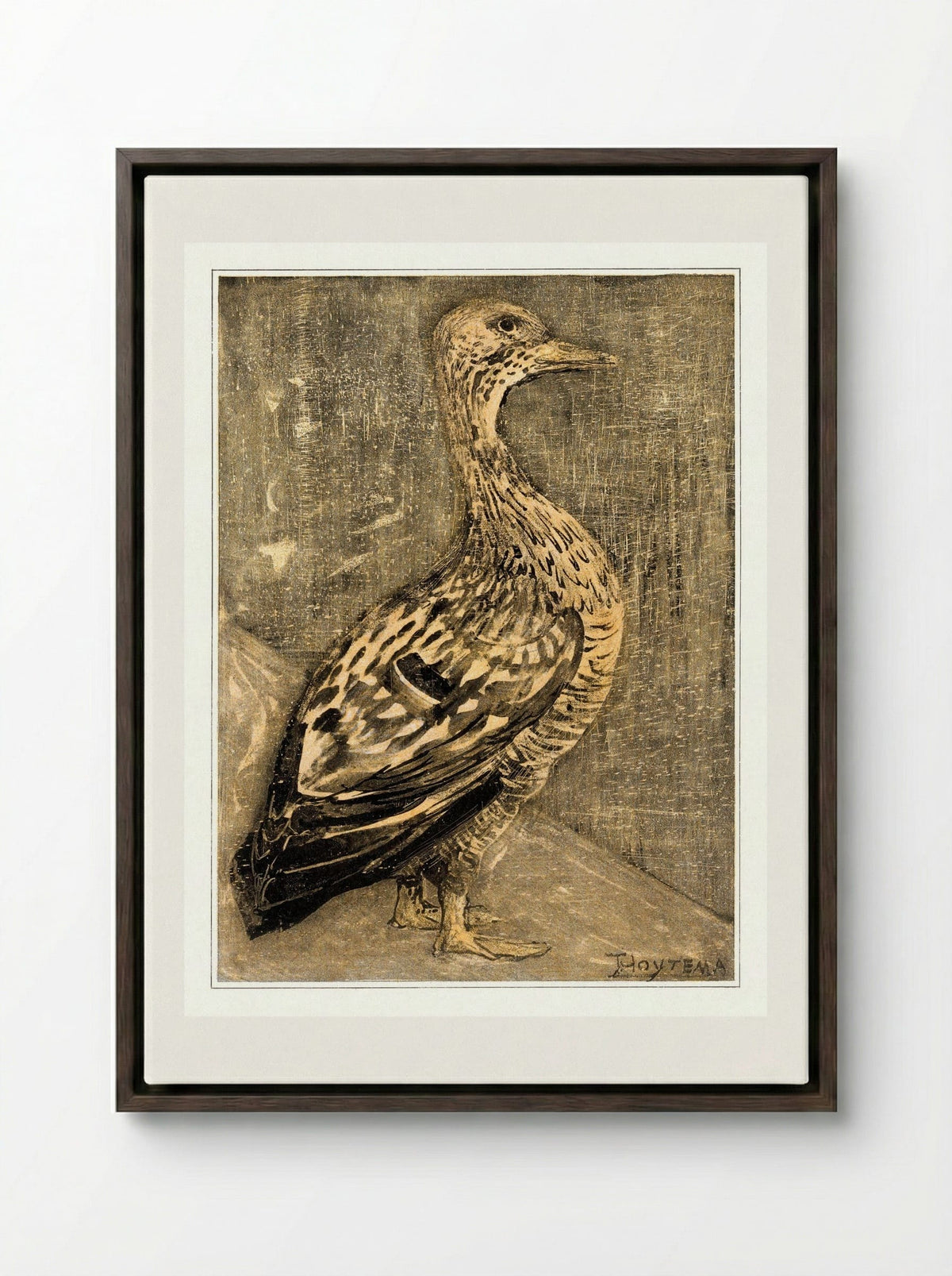 Standing Duck - Theo van Hoytema - Framed Canvas Dark Wood