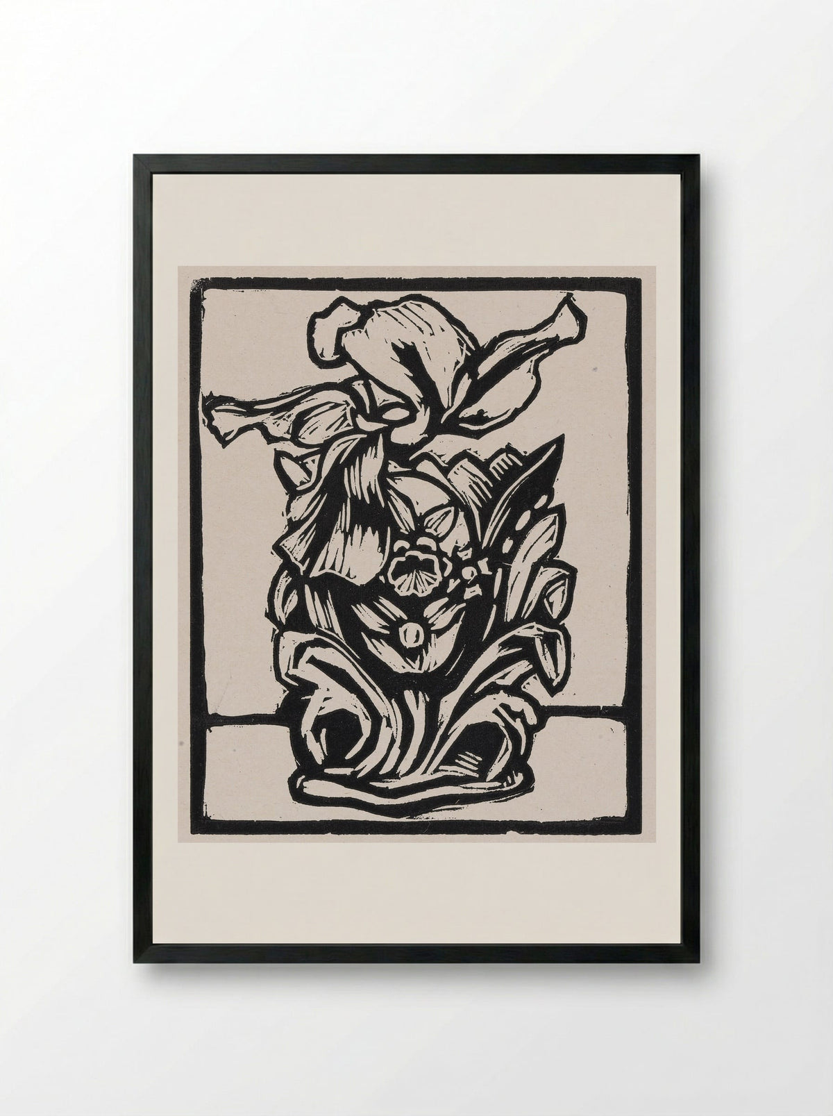 Iris in Vase - Fine Art Print - Framed Print Black