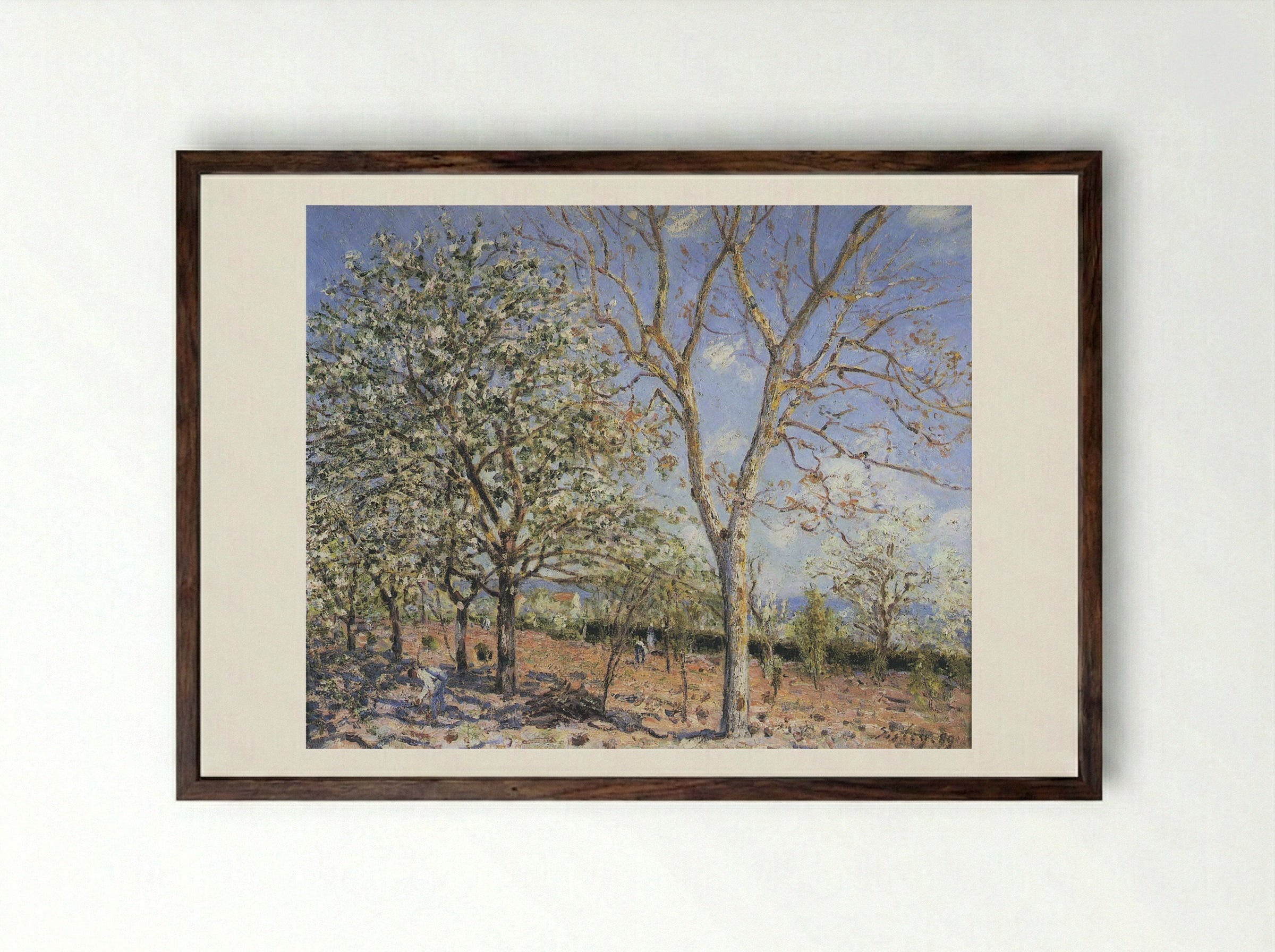 Trees in Bloom - Camille Pissarro - Framed Print Dark Wood