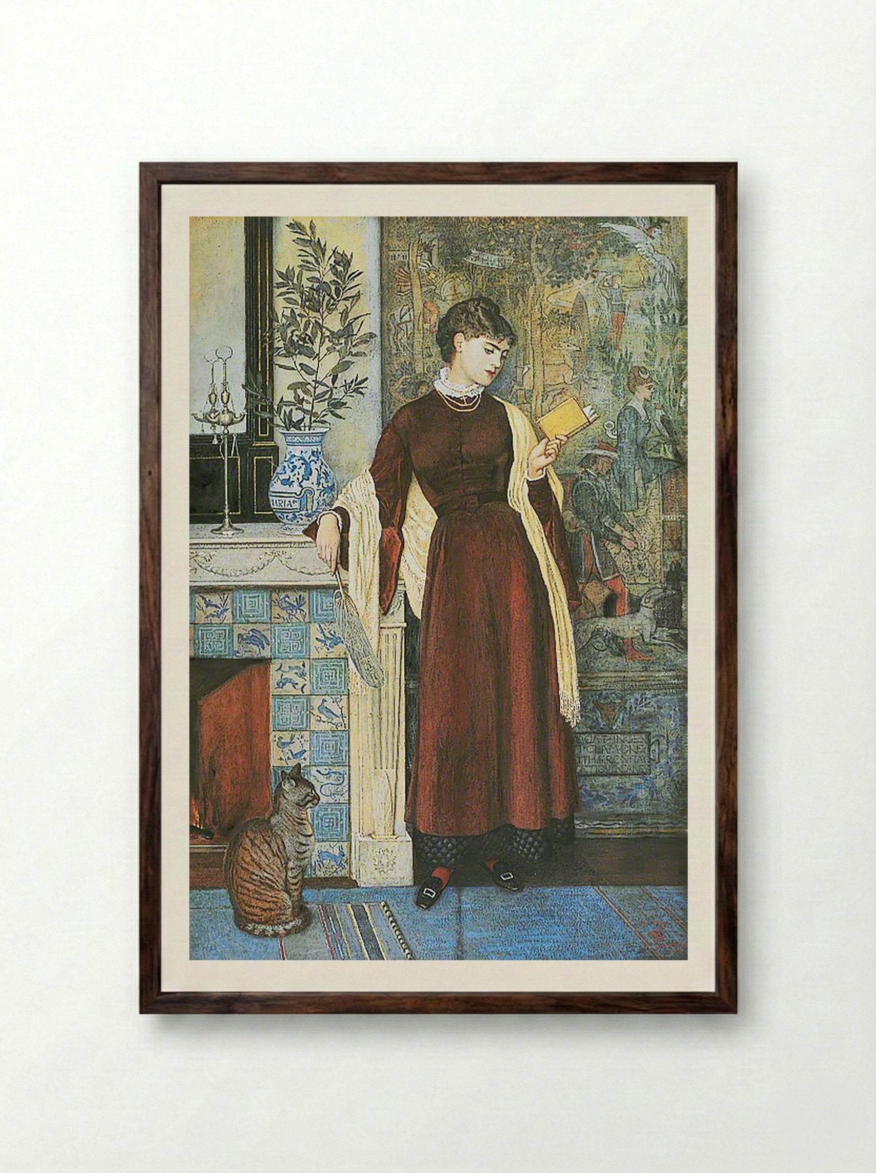 At Home. A Portrait - Walter Crane - Framed Print Dark Wood